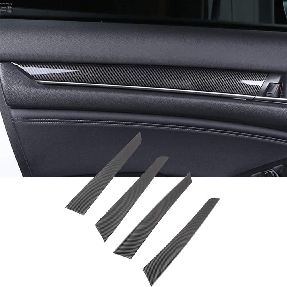 XITER 4pcs ABS Carbon Fiber Car Door Panel Trim Stripe Cover Molding for Honda Accord 10th Gen 2018-2022 - Black Interior Accessories | Easy DIY Installation & Scratch Protection