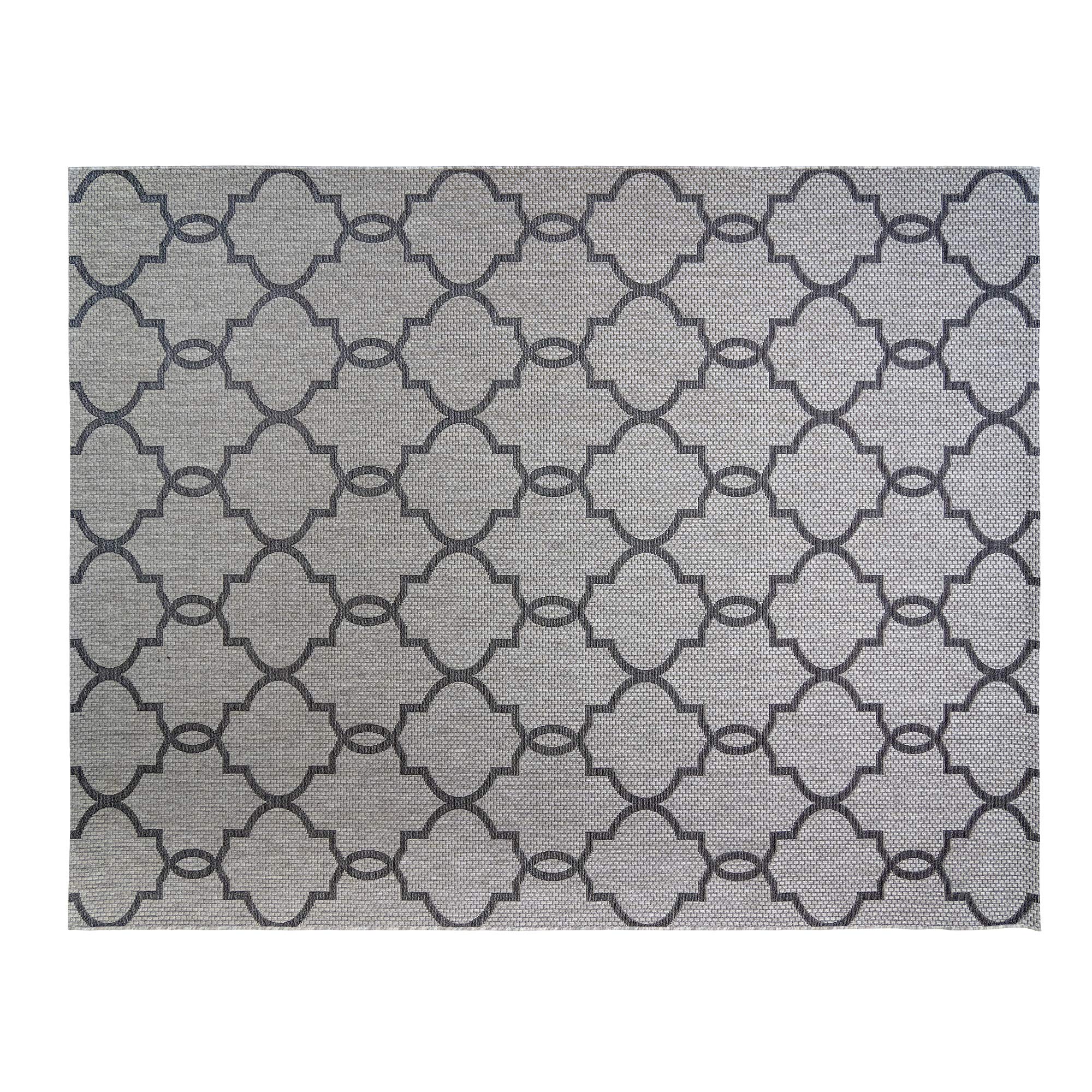 Gertmenian 21604 Luxury Outdoor Patio Rug - 9x13 Extra Large Clover Trellis Gray - Waterproof & Durable Porch Carpet for Deck, Poolside, Garden & Backyard Decor