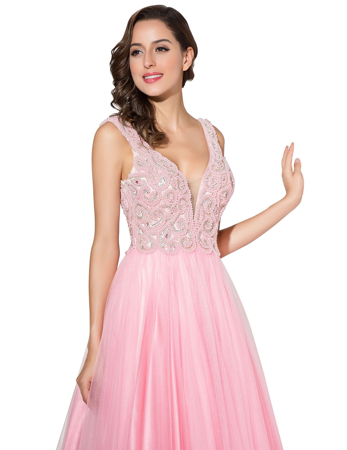 Sarahbridal Women's Long Beaded Pearl Prom Evening Dresses 2022 - Elegant Wedding Party Ball Gowns for Homecoming, Quinceañera & Formal Events