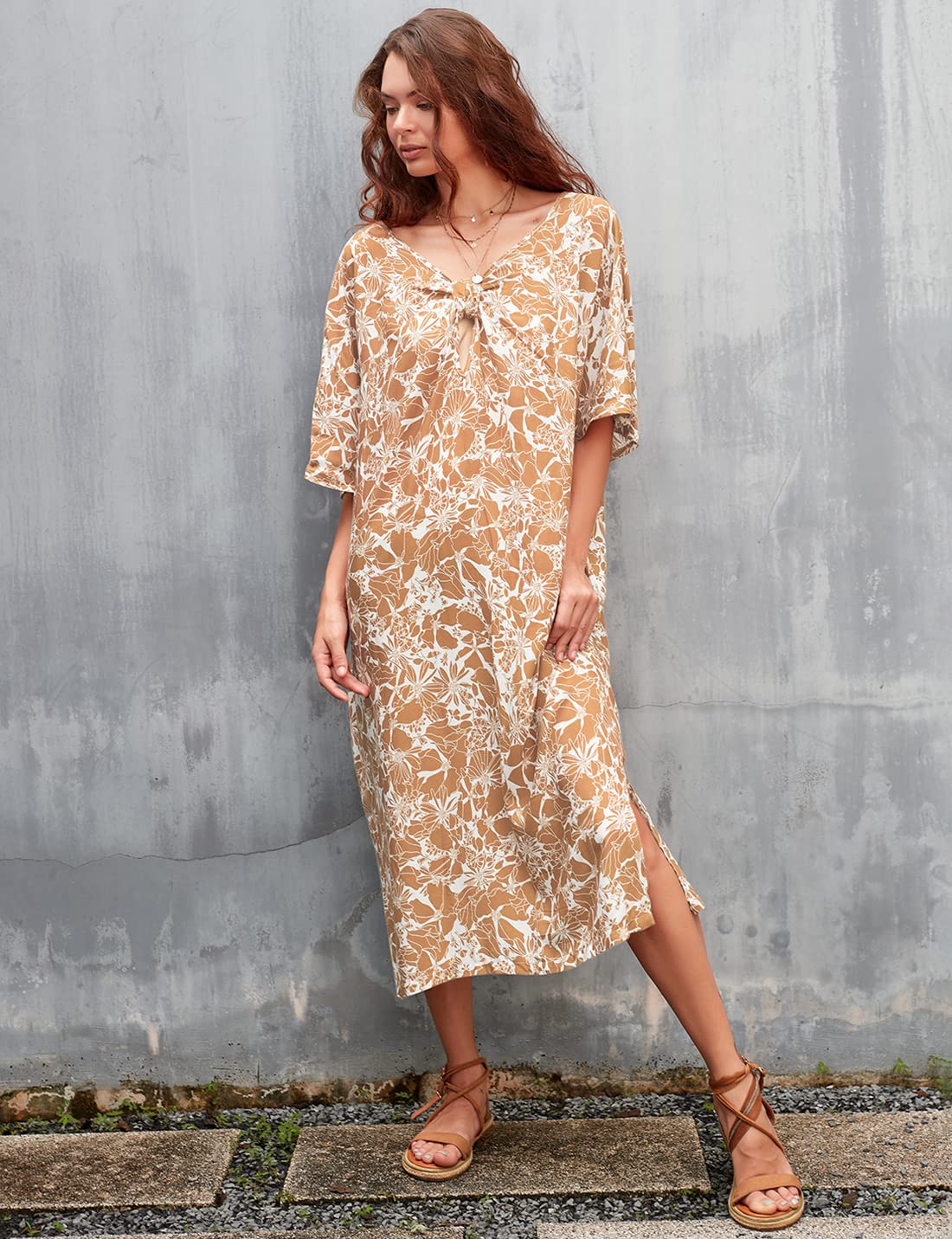 AILUNSNIKA Women's Beach Cover Up - Long Turkish Kaftan Dress for Swimwear, Bikini, Pool & Vacation | Lightweight Summer Beachwear for Resort, Cruise & Tropical Getaways