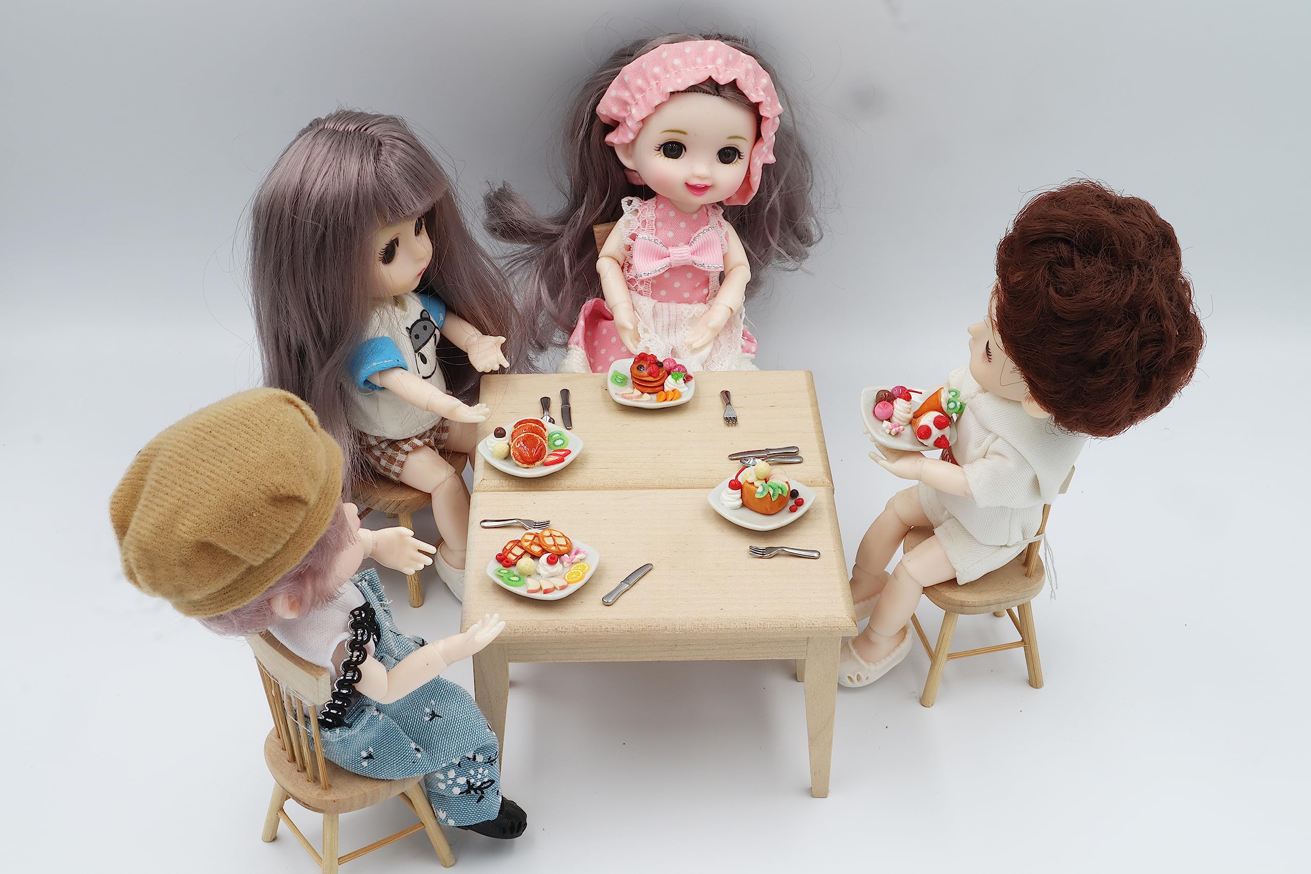 Handmade Miniature Pancake & Waffle Set - 5 Tiny Dollhouse Food Accessories for DIY Crafts, Miniature Kitchen Decor, and Collectibles - Perfect for Dollhouse Scenes, Fairy Gardens, and Miniature Displays