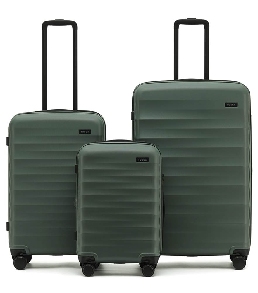 Tosca Interstellar 2.0 3-Piece Luggage Set - Moss Green Suitcases for Travel, Business Trips & Vacations | Durable Spinner Wheels & TSA Lock