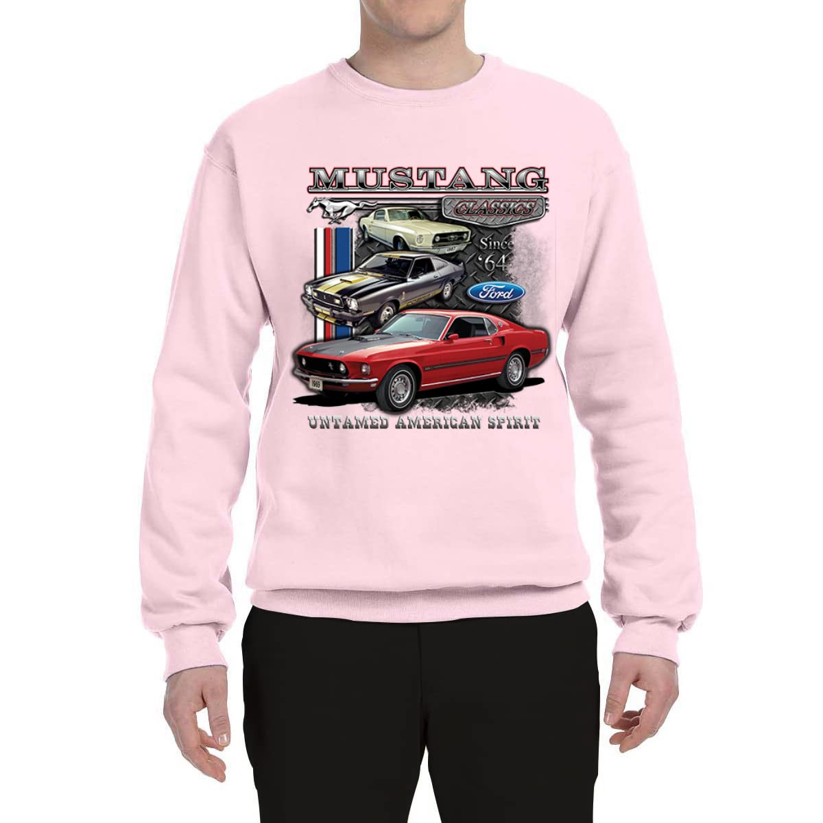 Wild Bobby Ford Mustang Classic Graphic Sweatshirt - Vintage American Muscle Car Design - Unisex Crewneck Pullover for Casual Wear & Car Enthusiasts