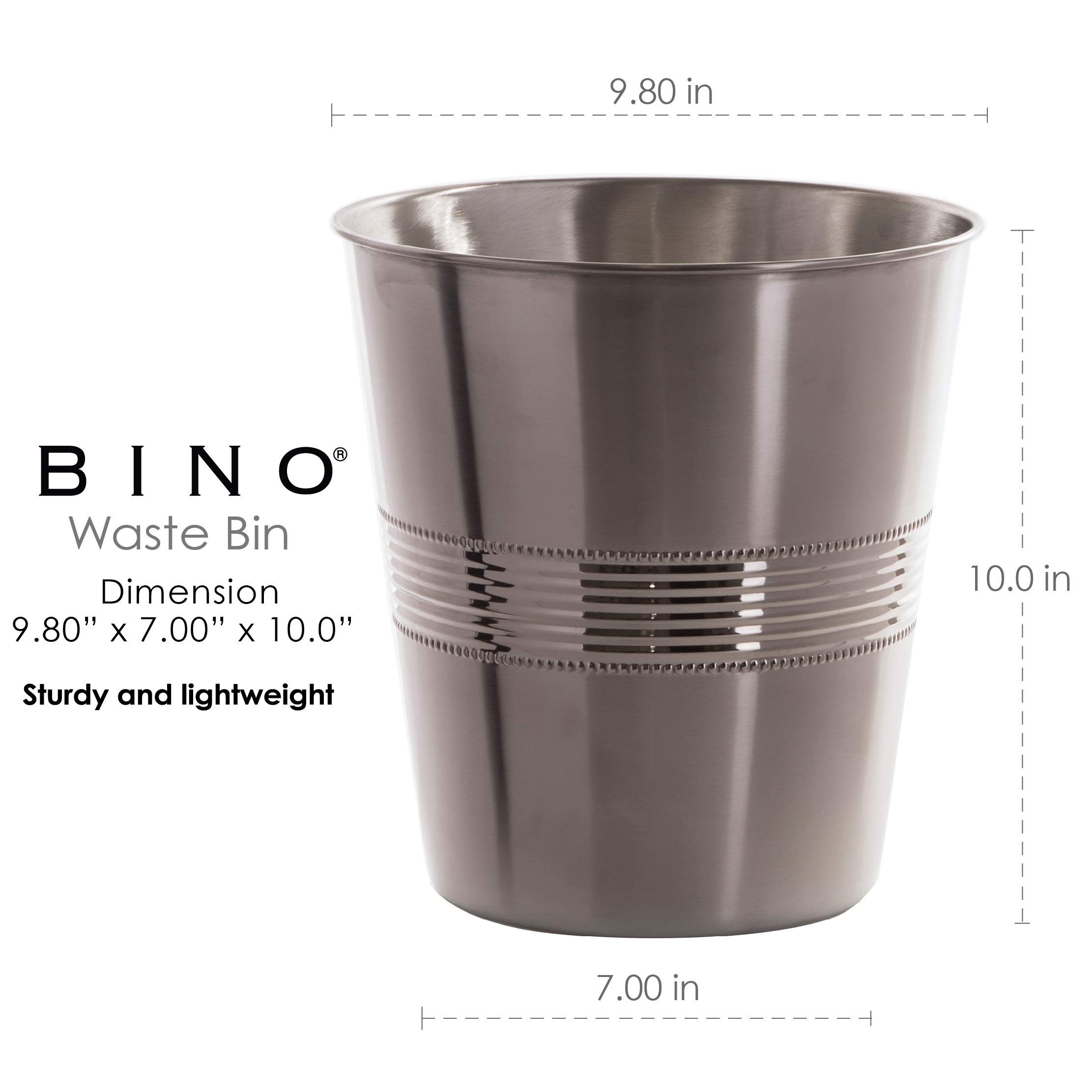 BINO Metal Waste Basket - Sturdy Trash Can for Home, Office, Bathroom, Dorm & Kitchen - Small Desk & Bedroom Bin - Home Essentials with Corrugated Stripe Design - Perfect for Waste Disposal in Living Rooms, Offices & Dormitories