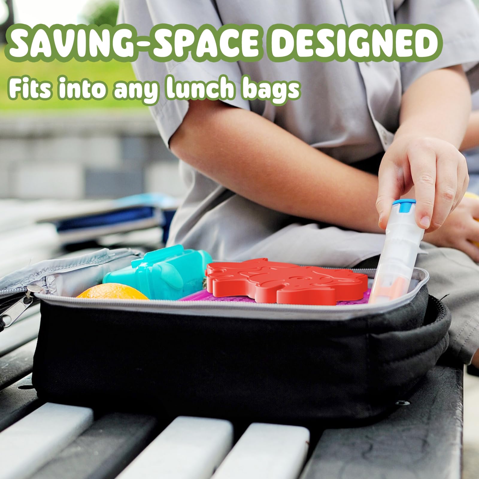 HiYZ Reusable Dinosaur Ice Packs for Lunch Boxes - Quick Freeze Kids Cooler Packs for School, Travel & Picnics - Space Saving Thin Ice Packs for Lunch Bags, Coolers & Outdoor Activities