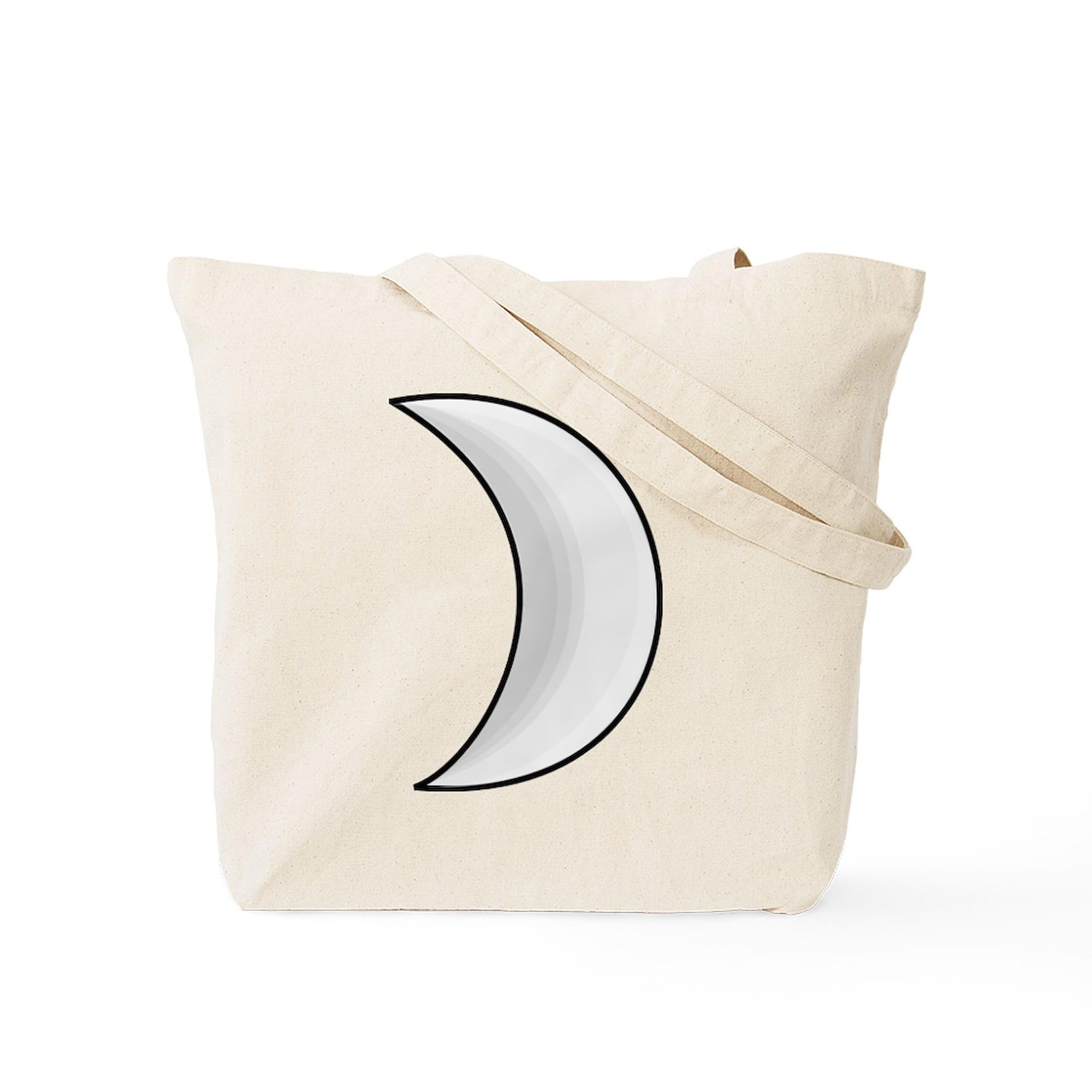 Silver Moon Crescent Tote Bag - Natural Canvas Reusable Shopping Bag for Women | Eco-Friendly Grocery Tote, Beach Bag & Everyday Carry-All
