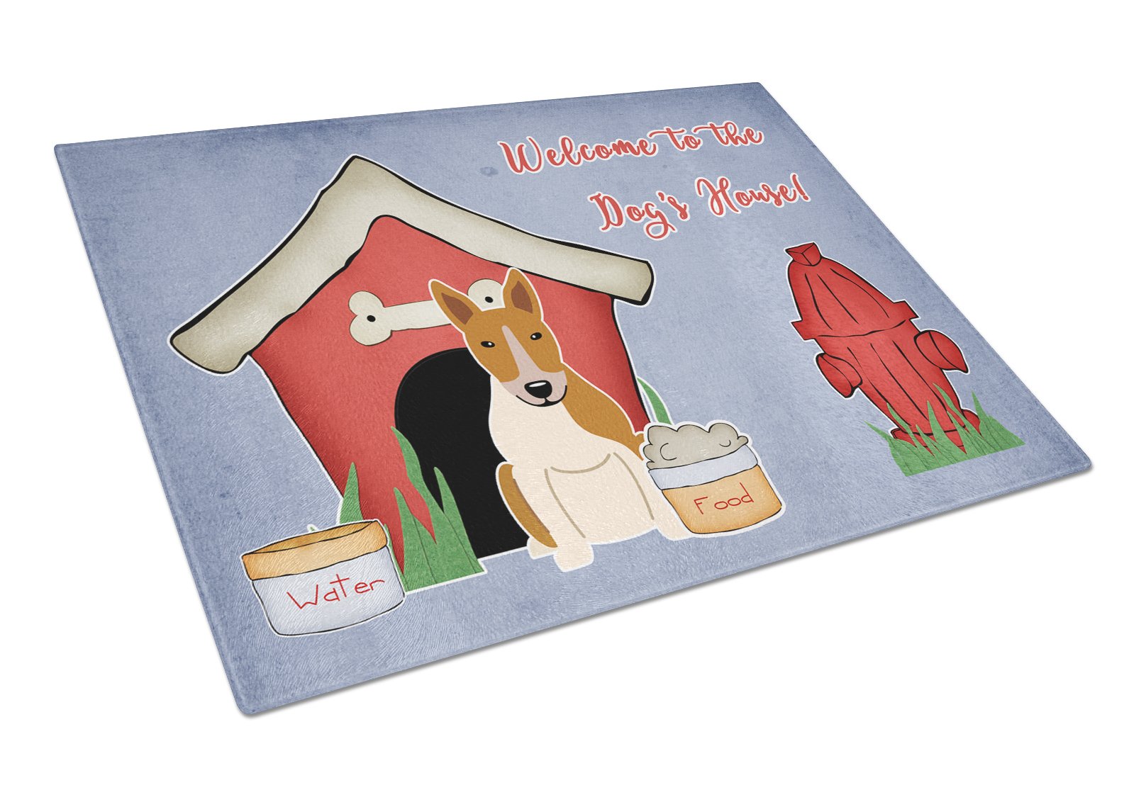 Bull Terrier Red & White Tempered Glass Cutting Board - Large Decorative Kitchen Chopping & Serving Board | Dog Lover Gift, Perfect for Food Prep, Charcuterie & Home Decor