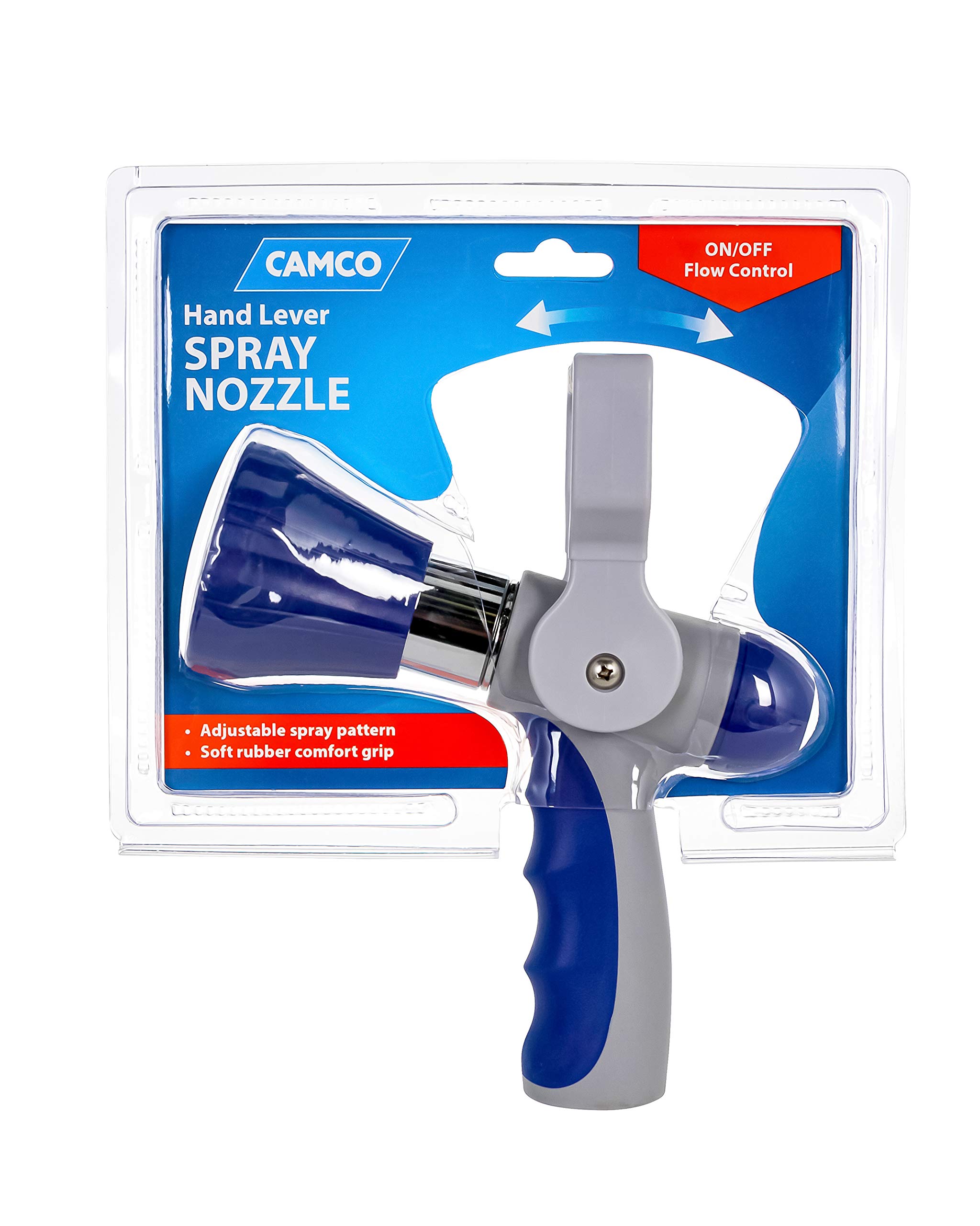 Camco 41987 Coil Hose Nozzle with Hand Lever - Heavy Duty RV Water Hose Sprayer for Camping, Gardening & Car Washing