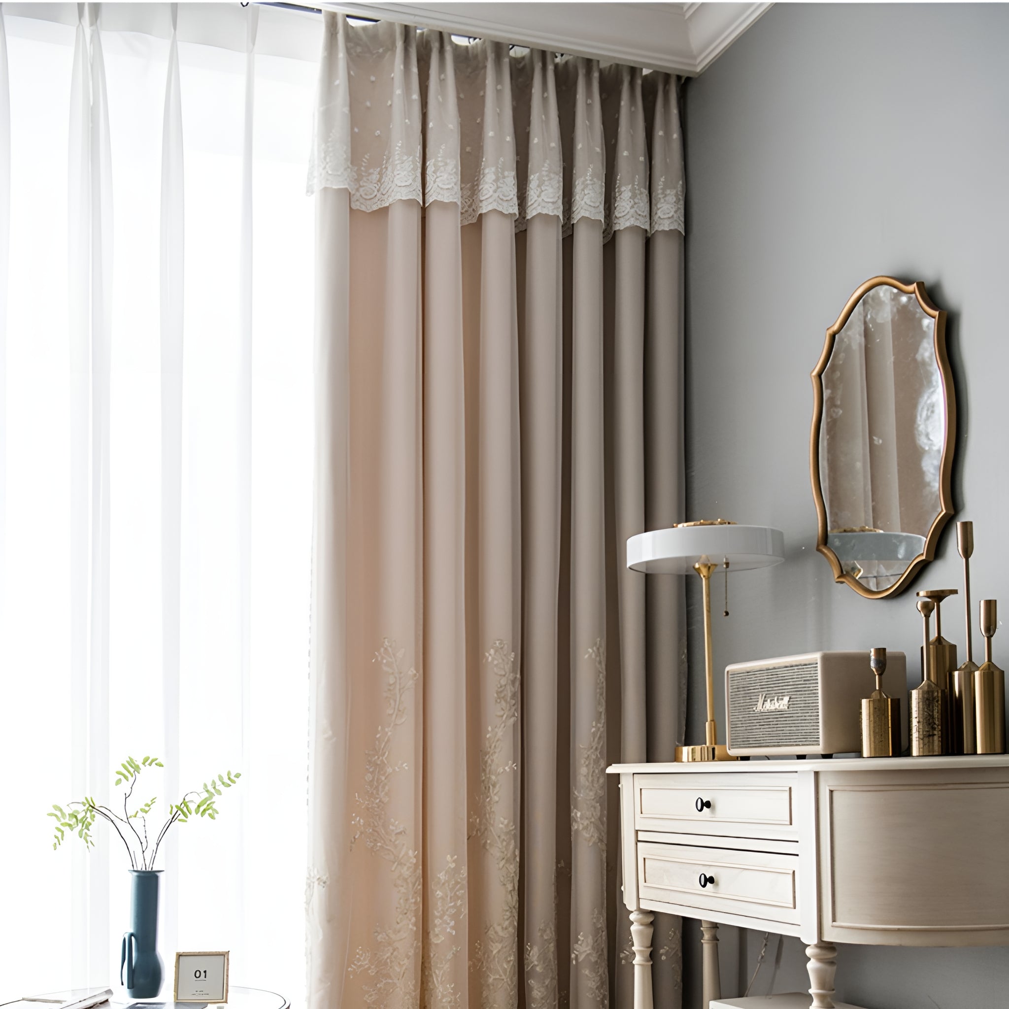 Aniya Two-Layer Room Darkening Blackout Custom Curtains - Thermal Insulated Window Drapes for Bedroom, Living Room & Nursery