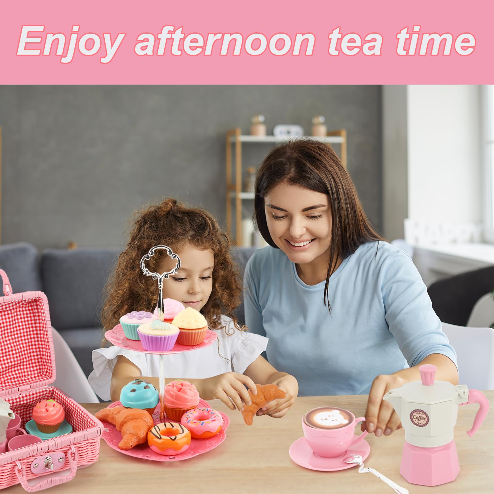 Pretend Play Tea Set for Kids - Toddler Tea Party Toys for 3-6 Year Olds, Perfect for Birthday Gifts & Role Play