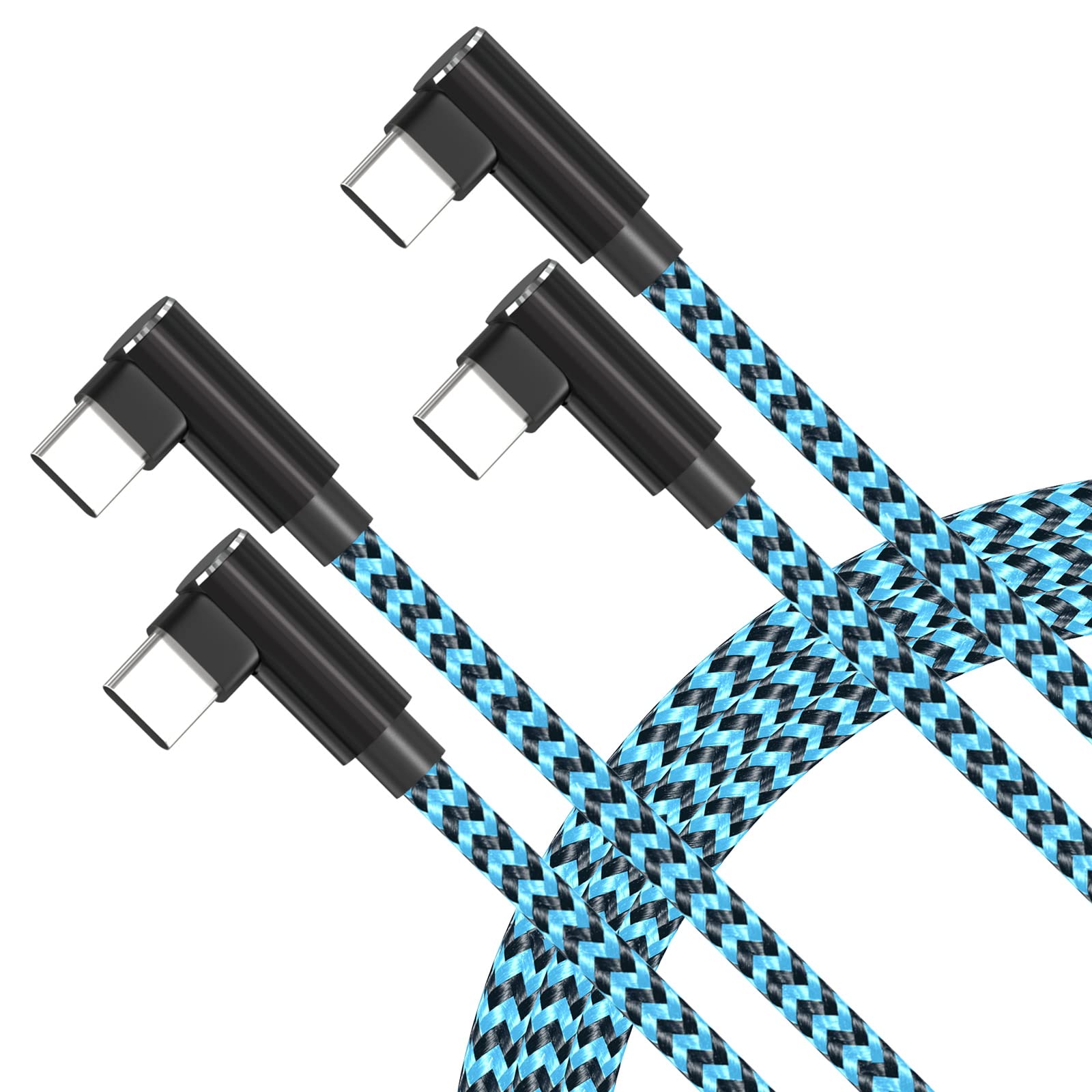 ANSEIP 100W USB C to USB C Fast Charging Cable [6ft 2 Pack] - 90 Degree Right Angle Nylon Braided Type C Cable for iPhone 15/15 Plus/15 Pro/15 Pro Max, MacBook Pro 2020, iPad Pro/Air, Galaxy S20 - Perfect for Home, Office & Travel (Blue, 6 Feet)