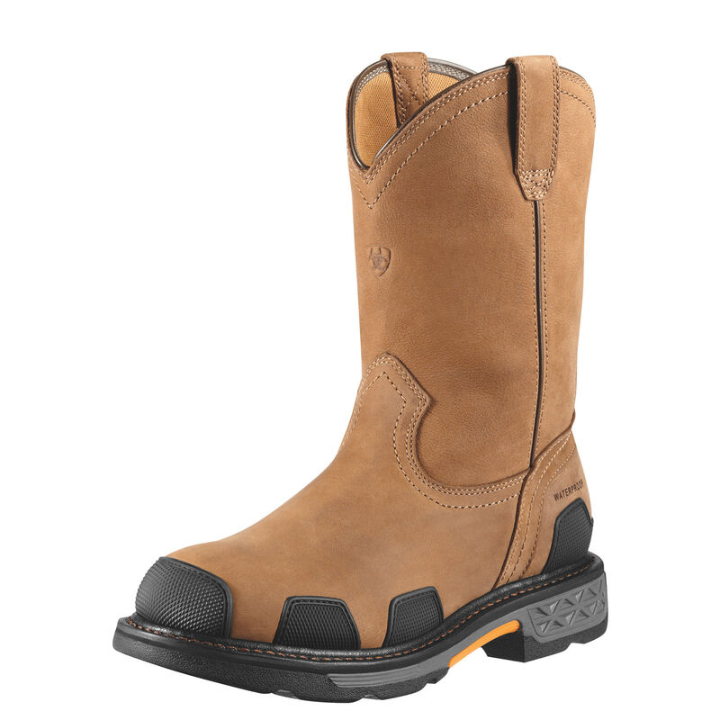 OverDrive Pull-On Waterproof Composite Toe Work Boots for Men - Slip Resistant Safety Shoes for Construction, Warehouse & Outdoor Work