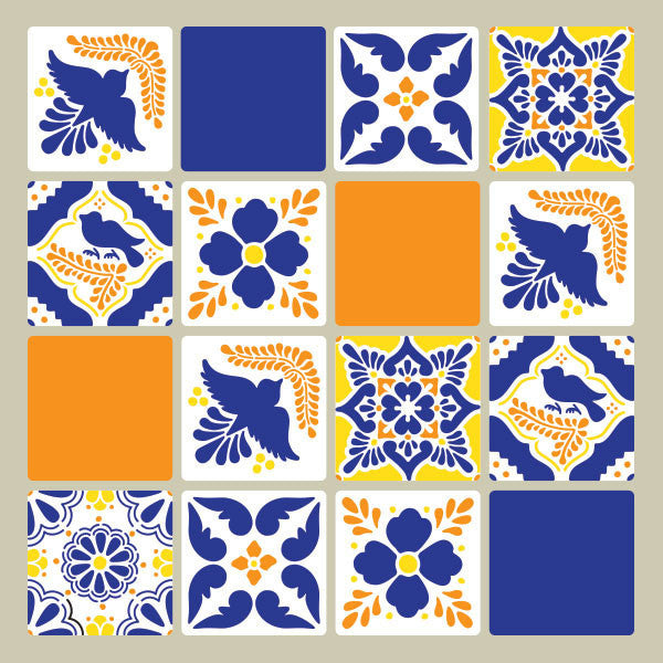 Authentic Talavera Tiles - Hand-Painted Mexican Wall & Furniture Stencils for Home Decor, Kitchen Backsplash, and Bathroom Renovation