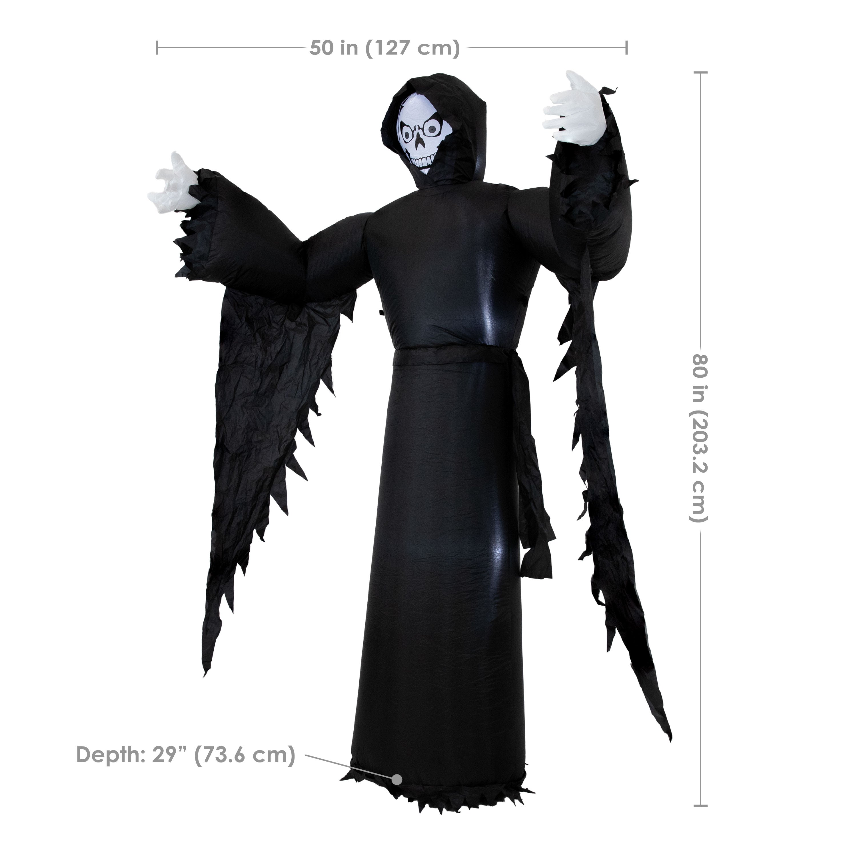 Sunnydaze 7ft Grisly Grim Reaper Inflatable Halloween Decoration - Spooky Outdoor Yard Decor for Halloween Party & Haunted House