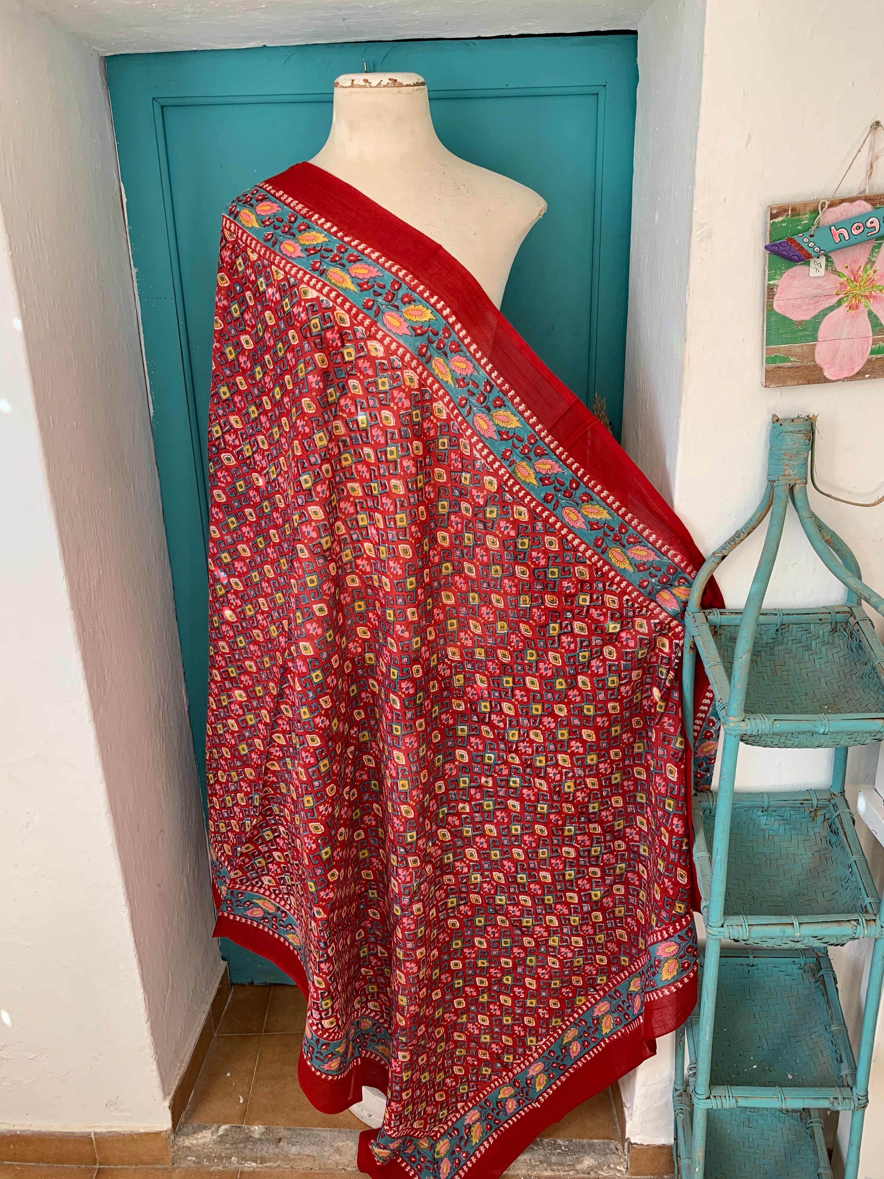 Stylish Block Print Cotton Sarong Pareo Shawl - New Collection for Beach, Pool & Summer Outfits