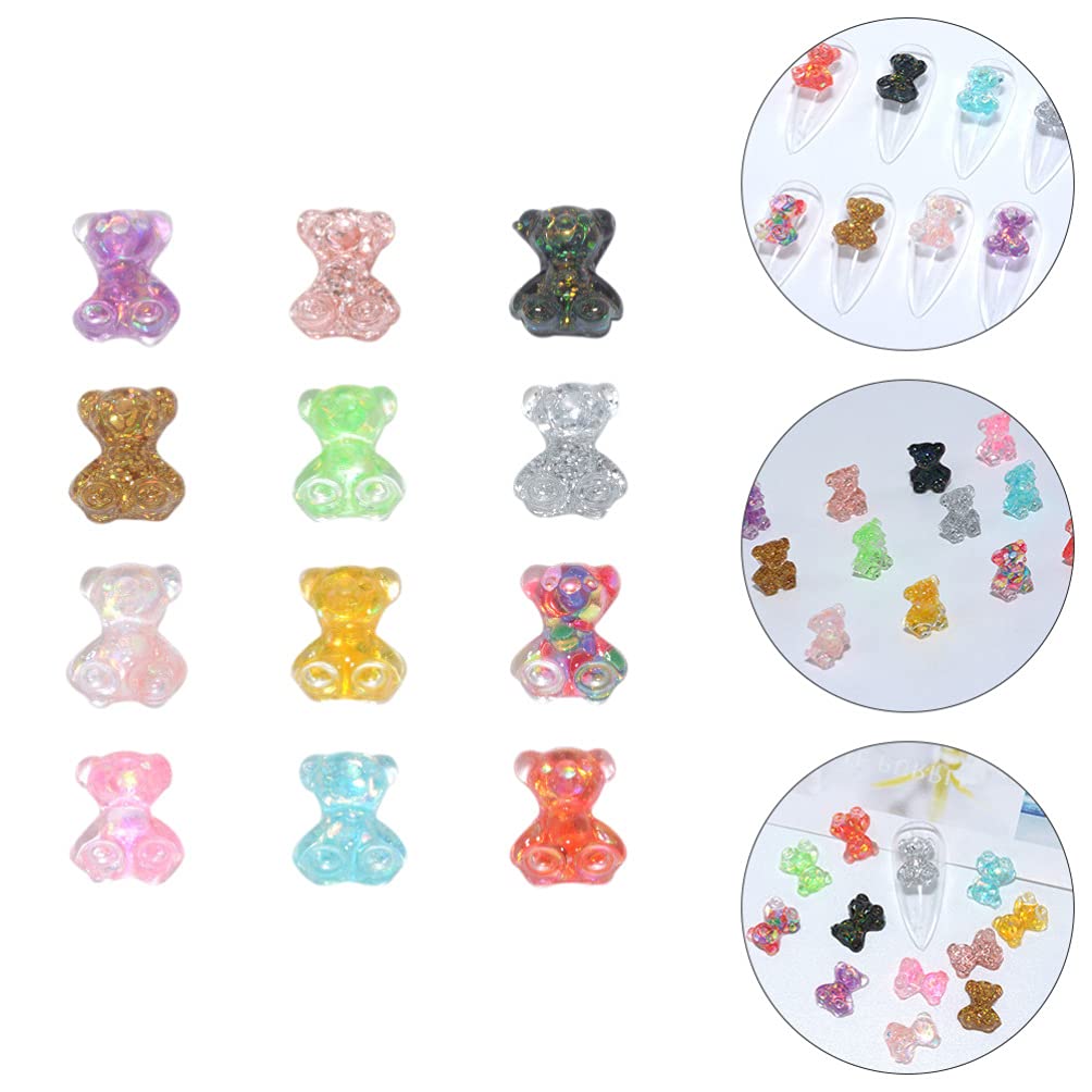 SOIMISS 100pcs Cute Symphony Bear Nail Art Gems - 3D Gummy Bear Rhinestones, Resin Nail Charms & Stickers for DIY Nail Decoration - Perfect for Parties, Weddings, and Salon Nail Designs