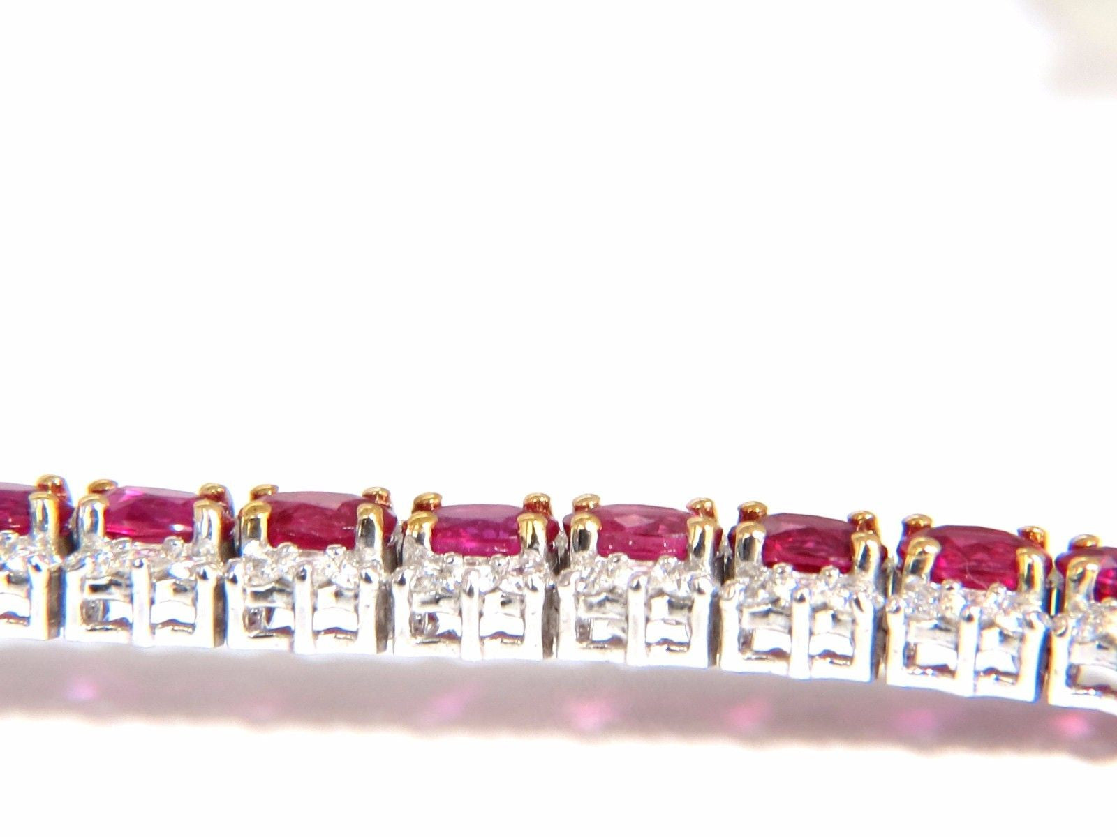 13.81ct Vivid Red Natural Ruby Tennis Bracelet in 14K Gold - Three Row Elegant Design for Women, Perfect for Weddings, Parties & Special Occasions