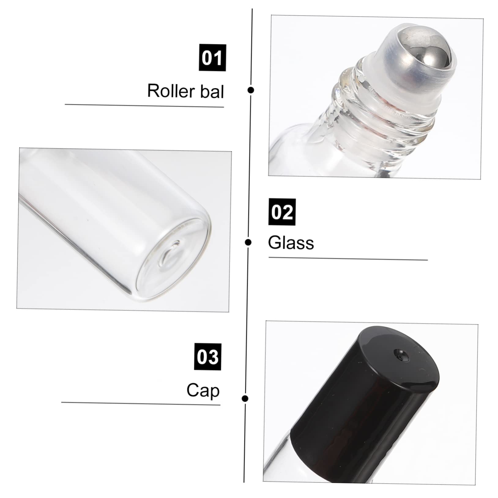 Minkissy 10 Pack Travel Roller Bottles - Leakproof Glass Essential Oil Dispenser & Makeup Containers - Perfect for Toiletries, Aromatherapy, Skincare & On-the-Go Use