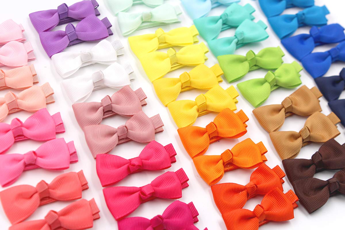 50-Piece Set of 25 Colorful 2-Inch Baby Hair Bows with Alligator Clips - Fully Lined Tiny Hair Pins for Girls, Infants & Toddlers - Perfect for Parties, Photo Shoots & Everyday Styling