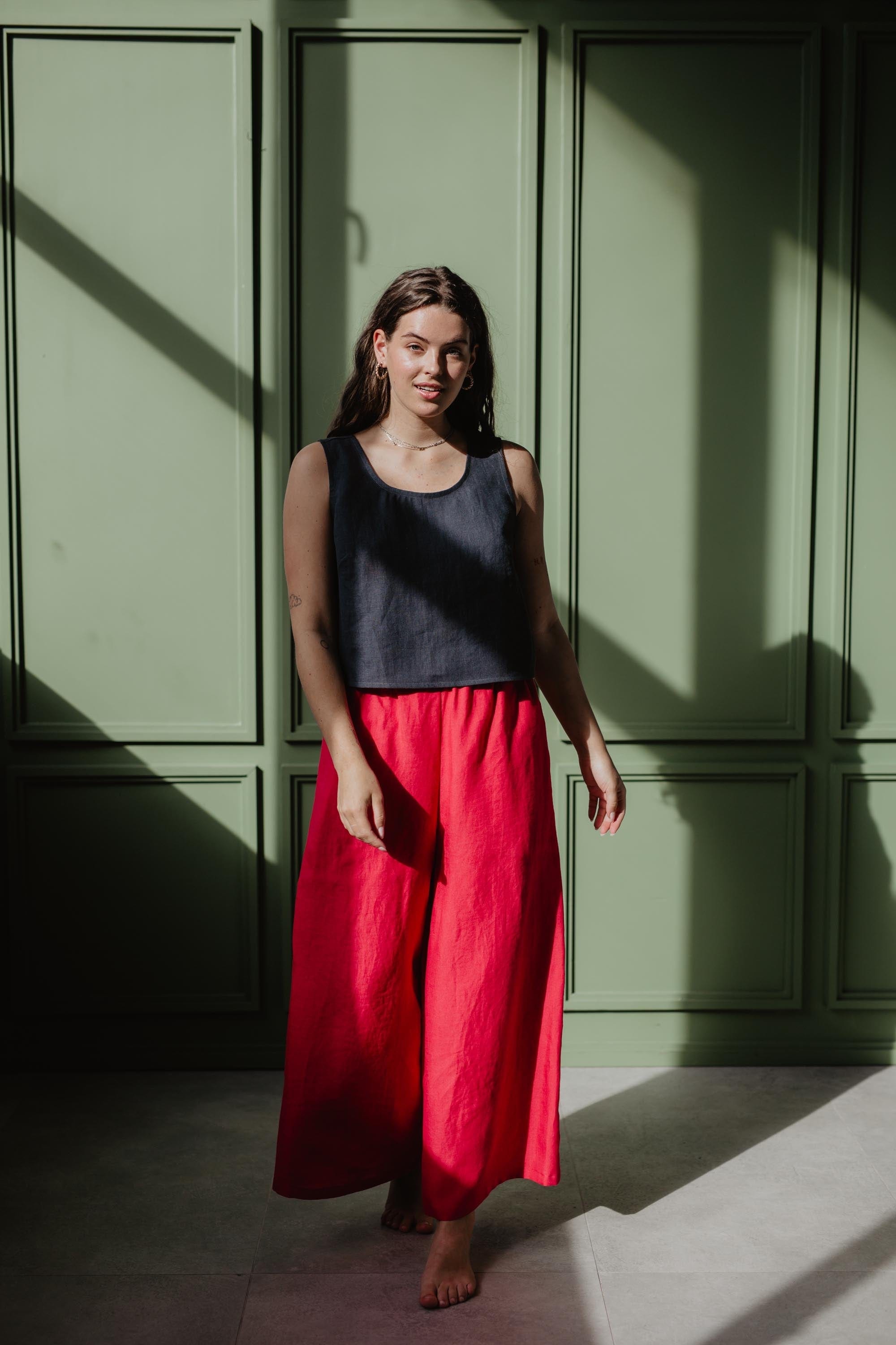 Isabella Women's Wide Leg Linen Pants - Comfortable & Breathable Summer Trousers in Multiple Colors | Perfect for Casual Wear, Beach Vacation & Boho Style Outfits