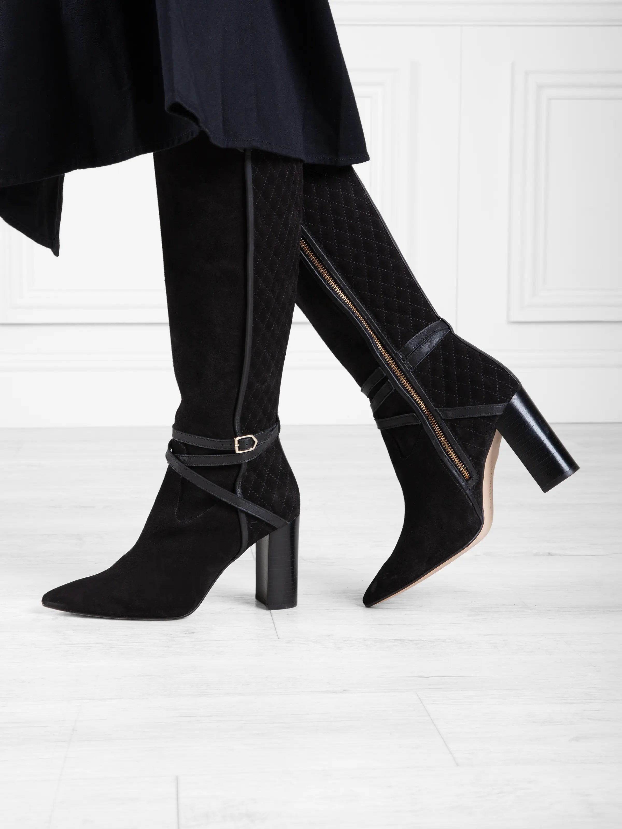 Black Suede Knee High Boots for Women - Elegant & Comfortable Knee-High Boots for Fall & Winter - Perfect for Office, Party & Casual Outfits