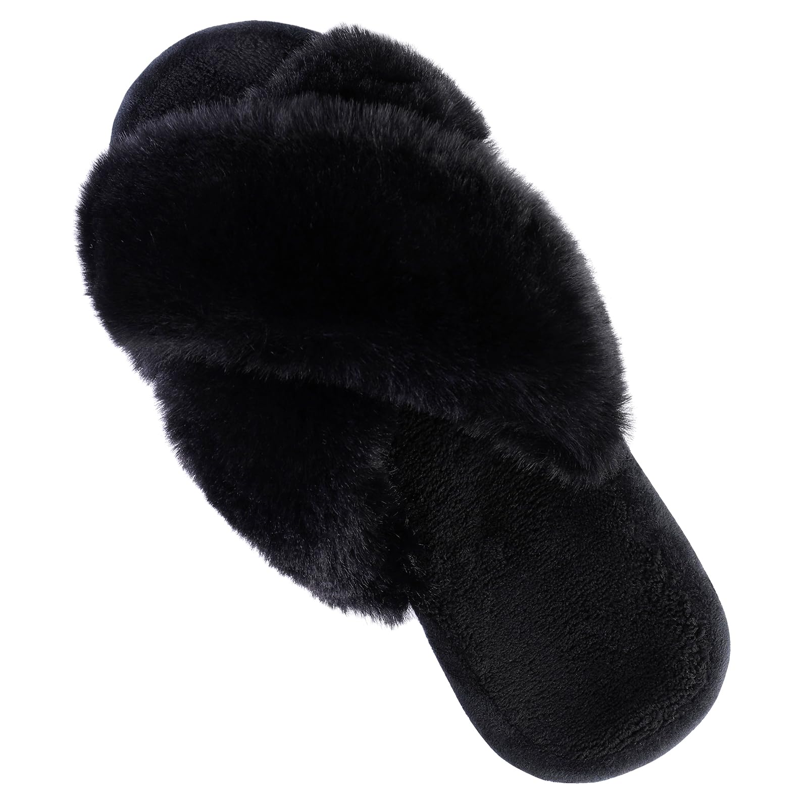 Shevalues Women's Fuzzy House Slippers - Soft Cross Band Fluffy Indoor Slippers with Arch Support - Cozy Comfort for Bedroom, Lounge & Home Relaxation