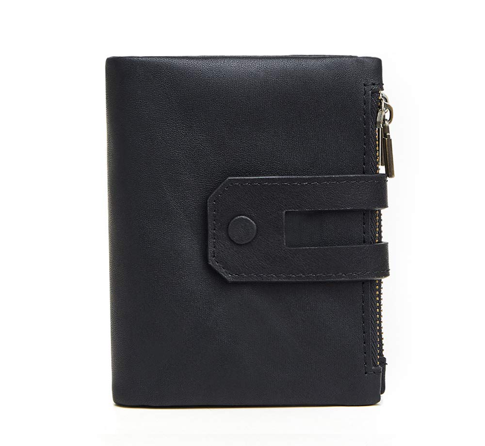 Premium RFID Blocking Leather Wallet for Men & Women - Bifold Design with Double Zip - Soft & Durable Genuine Leather (Black) - Perfect for Travel, Business & Everyday Use