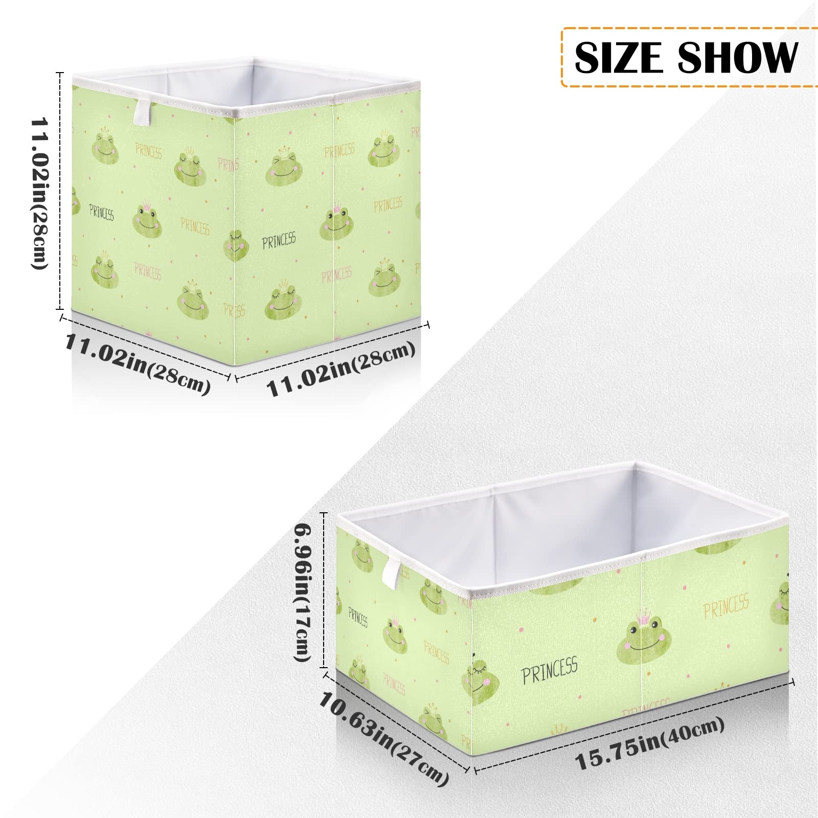 Princess Frogs Collapsible Storage Basket for Home, Office & Nursery