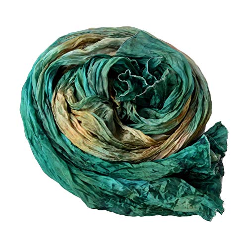 100% Pure Silk Women's Shawl - Green & Brown Warm Winter Scarf Wrap, Elegant Ladies Fashion Accessory for Birthday, Christmas, Mother's Day Gifts | Perfect for Office, Evening Parties & Holiday Gatherings