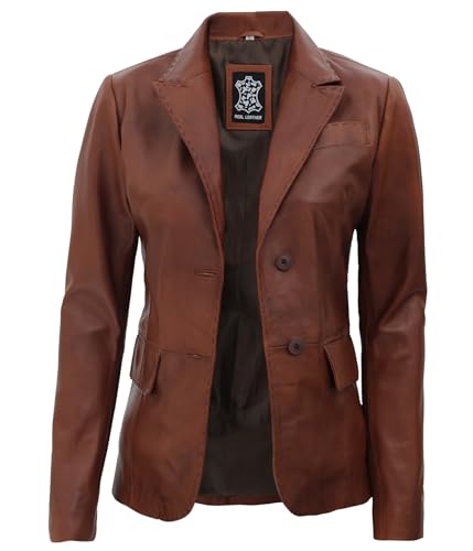 Brooks - Brown Leather Blazer Jacket Women