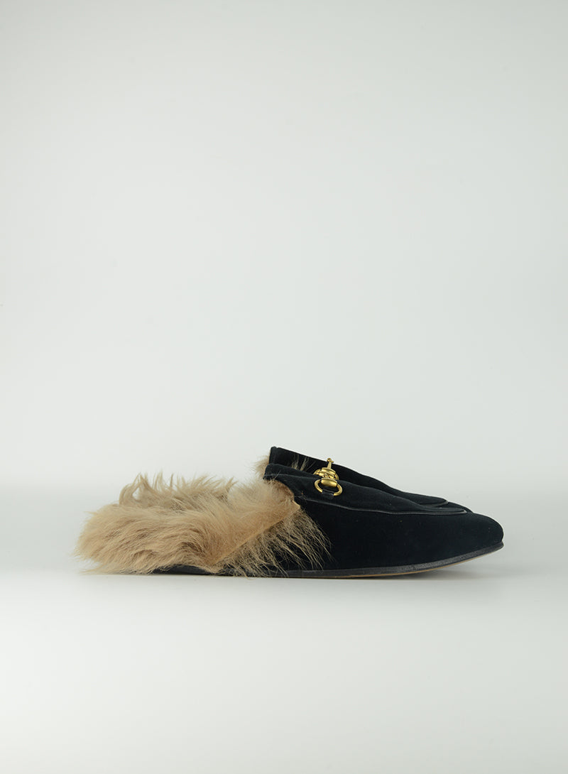 Gucci Sabot Princetown Black Suede Slippers - Size 39 | Luxury Loafers for Women | Perfect for Home, Office & Casual Outings