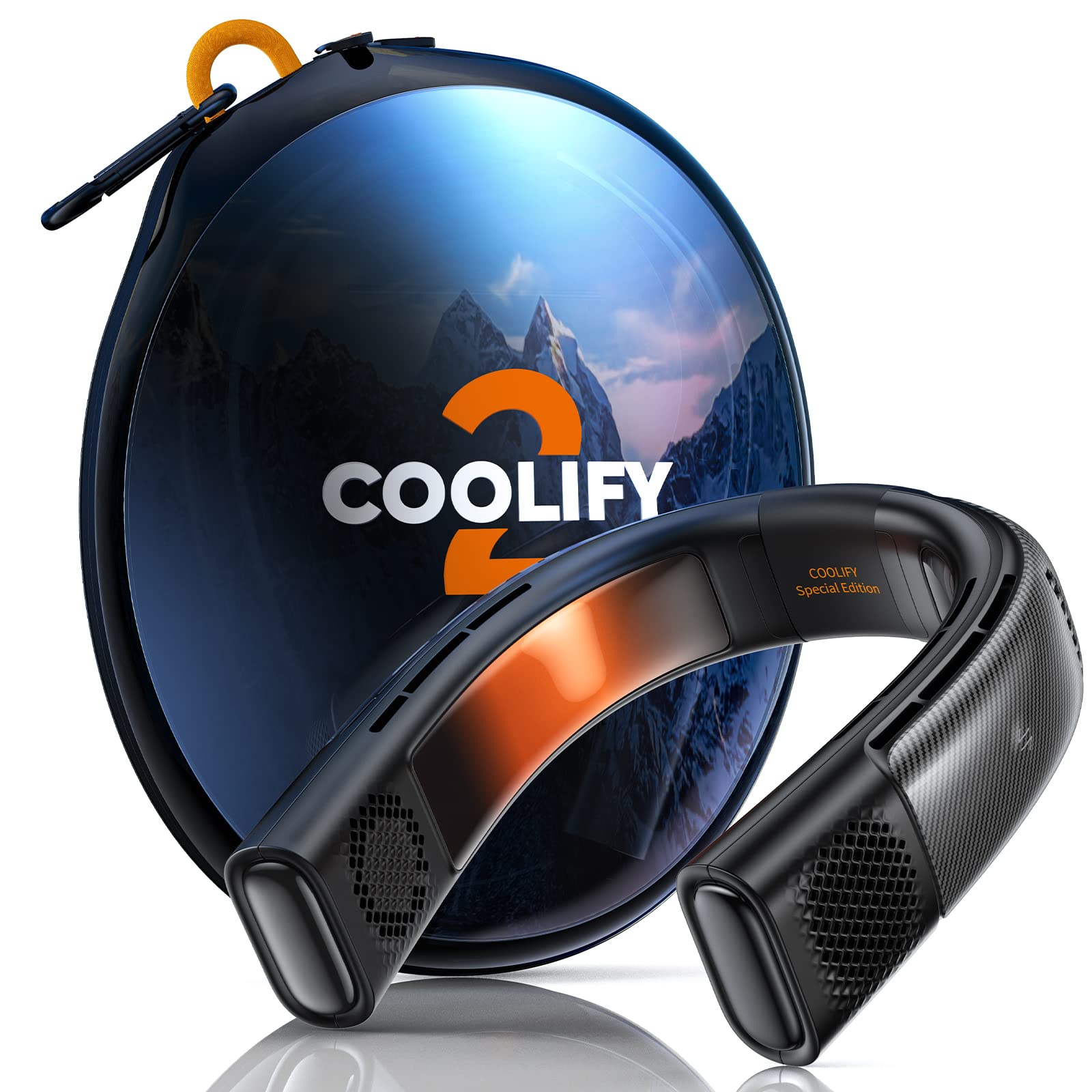 TORRAS Coolify2 Neck Air Conditioner - Long Endurance Limited Edition with Visual Temperature Display | Rechargeable Portable Bladeless Neck Fan & Warmer | Personal Cooling & Heating Device for Outdoor, Office, Travel (Carbon Black)