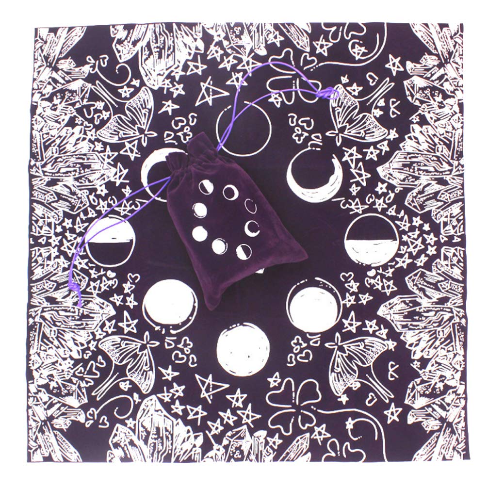 NUOBESTY Purple Moon Pattern Tarot Card Altar Cloth - Astrology Divination Table Cover & Tapestry for Tarot Readings, Wiccan Altars & Spiritual Decor
