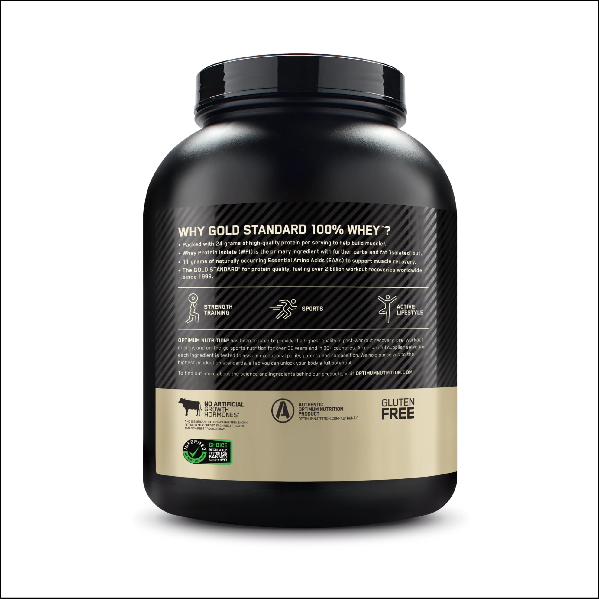 Optimum Nutrition Gold Standard 100% Whey Protein Powder - Vanilla Flavor, 5 lb (76.8 oz) - Naturally Flavored, High Quality Muscle Recovery Supplement for Post-Workout, Fitness & Bodybuilding - Packaging May Vary
