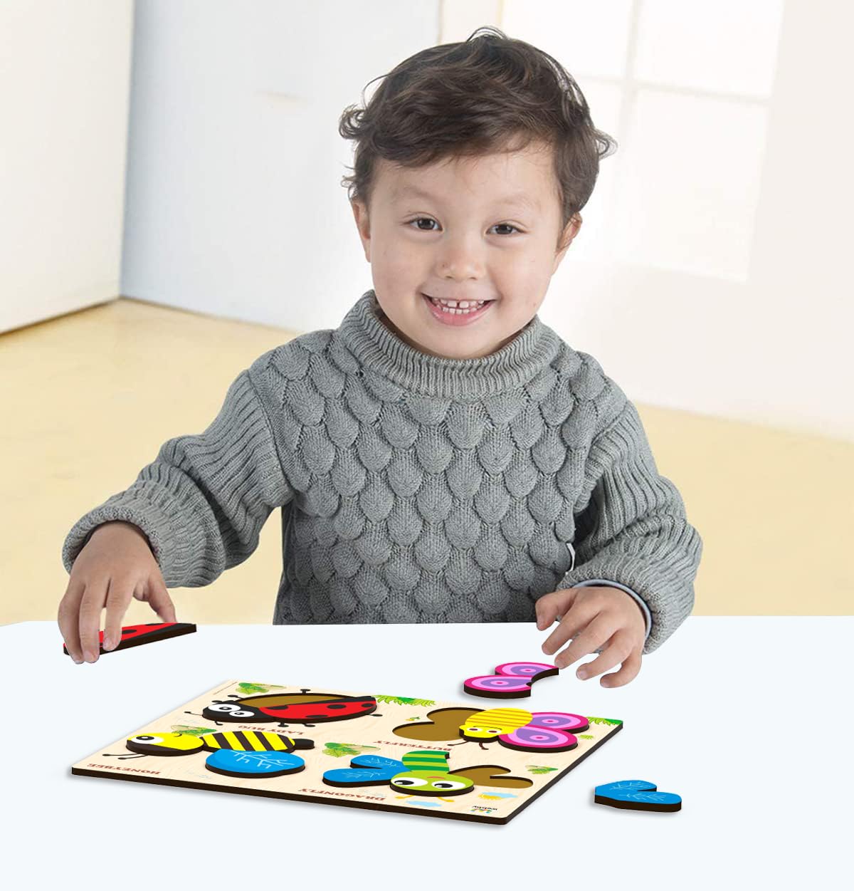 Webby Insects Wooden Puzzle - Educational Toddler Toy for Kids Ages 2-4 | Montessori & Preschool Learning Activity | Perfect for Early Childhood Development & Sensory Play