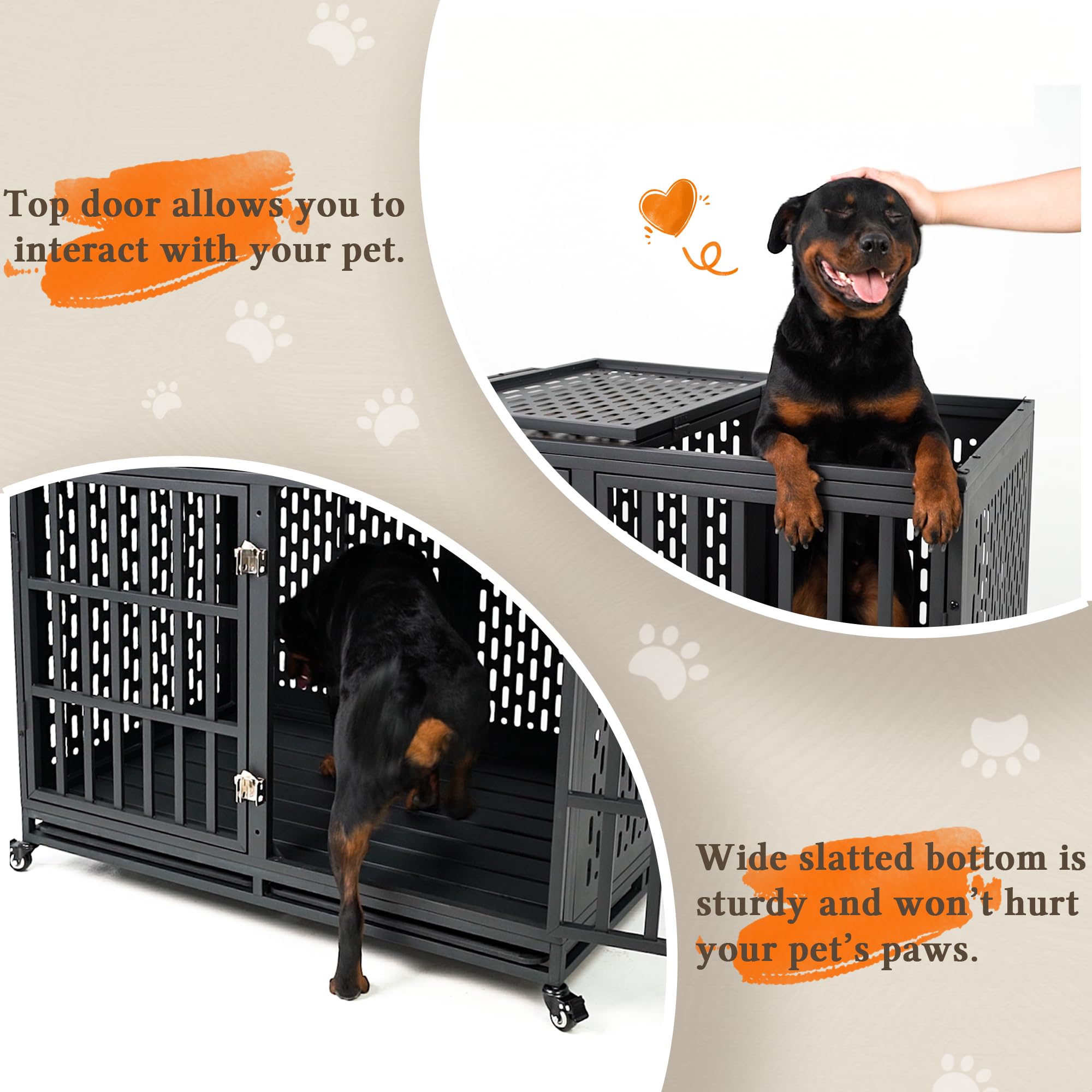 **48 Inch Heavy Duty Dog Crate with Optional Divider – Extra Large Indestructible Kennel for High Anxiety Dogs – Indoor Pet Cage for Large Breeds – Double Dog Crate for 2 Small Dogs – Perfect for Travel, Training & Home Security**