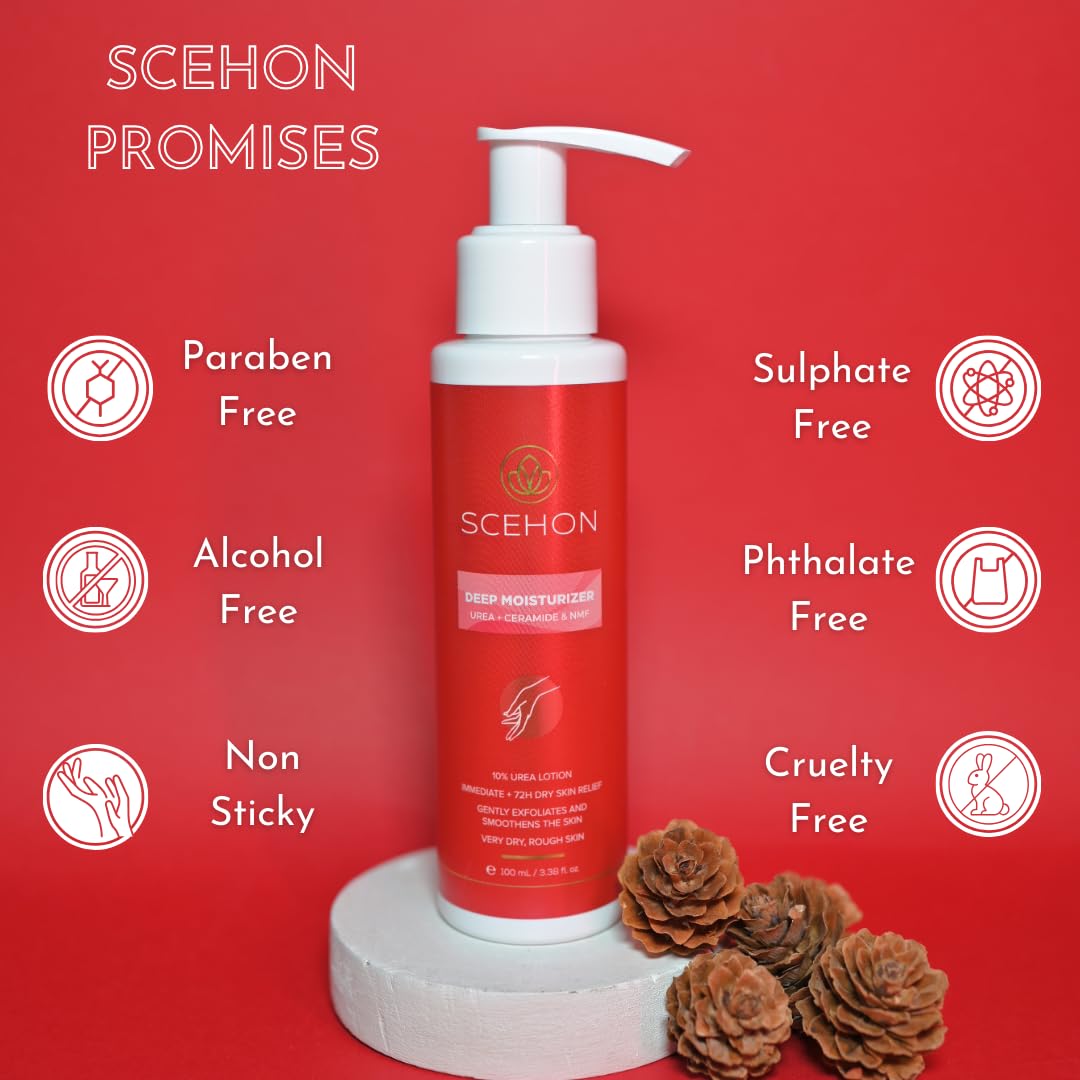 Scehon Deep Moisturizing Cream for Very Dry Skin - Hydrating Face Lotion with Gentle Exfoliation | 72-Hour Long-Lasting Dry Skin Relief | 3.38 fl oz | Perfect for Night Care & Winter Skin Repair