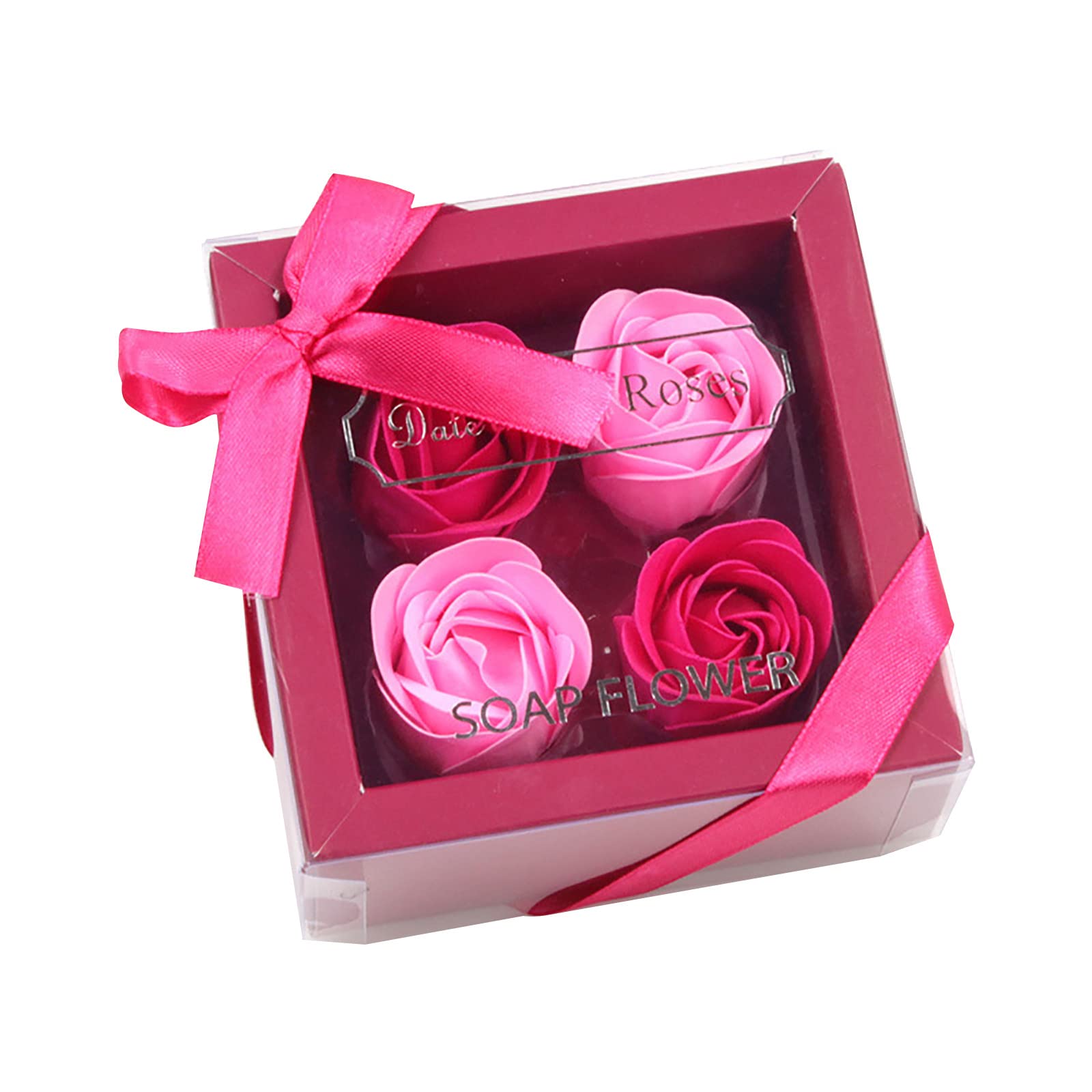 Petal 4 Rose Bath Soap Bouquet - Artificial Silk Flowers for Wedding Decor, Bridal Shower, Home Decoration & Valentine's Day Gift - Perfect for Centerpieces, Table Settings & Romantic Gifts