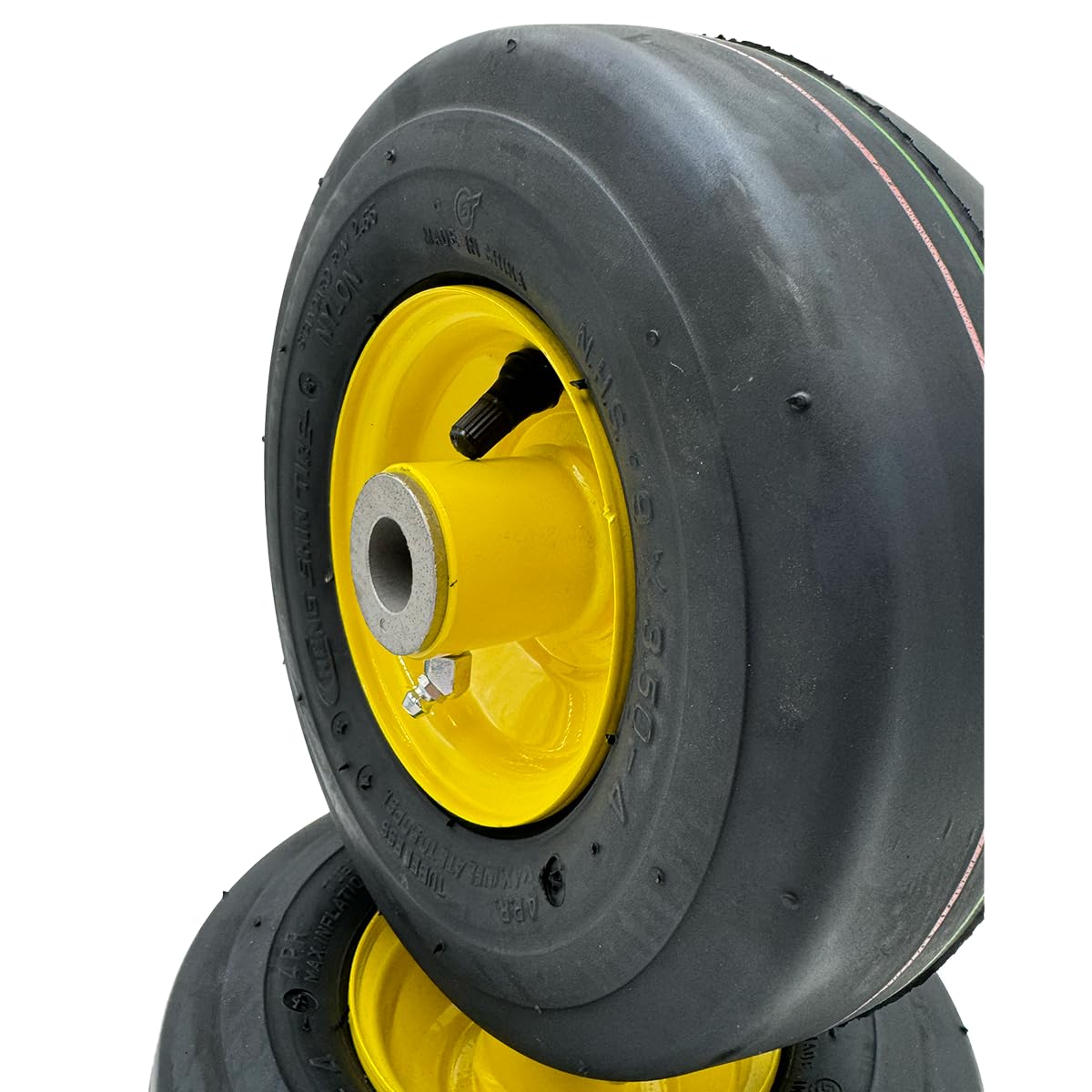 2-Pack 9x3.50-4 Yellow Smooth Tread Lawn Mower Wheels with 4