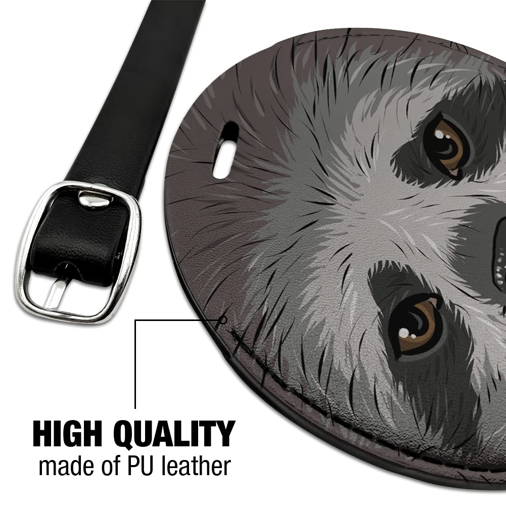 Stylish Sloth Face Round Leather Luggage Tag - Durable Suitcase ID Card Holder for Carry-On Bags | Perfect for Travel, Backpacks & Suitcase Identification