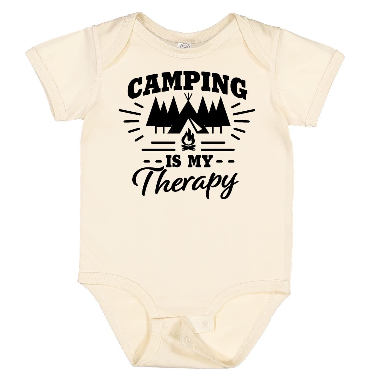 Inktastic Camping Is My Therapy with Tent and Campfire Baby Bodysuit - Cute Infant Onesie for Outdoor Adventures, Family Camping Trips & Nature Lovers