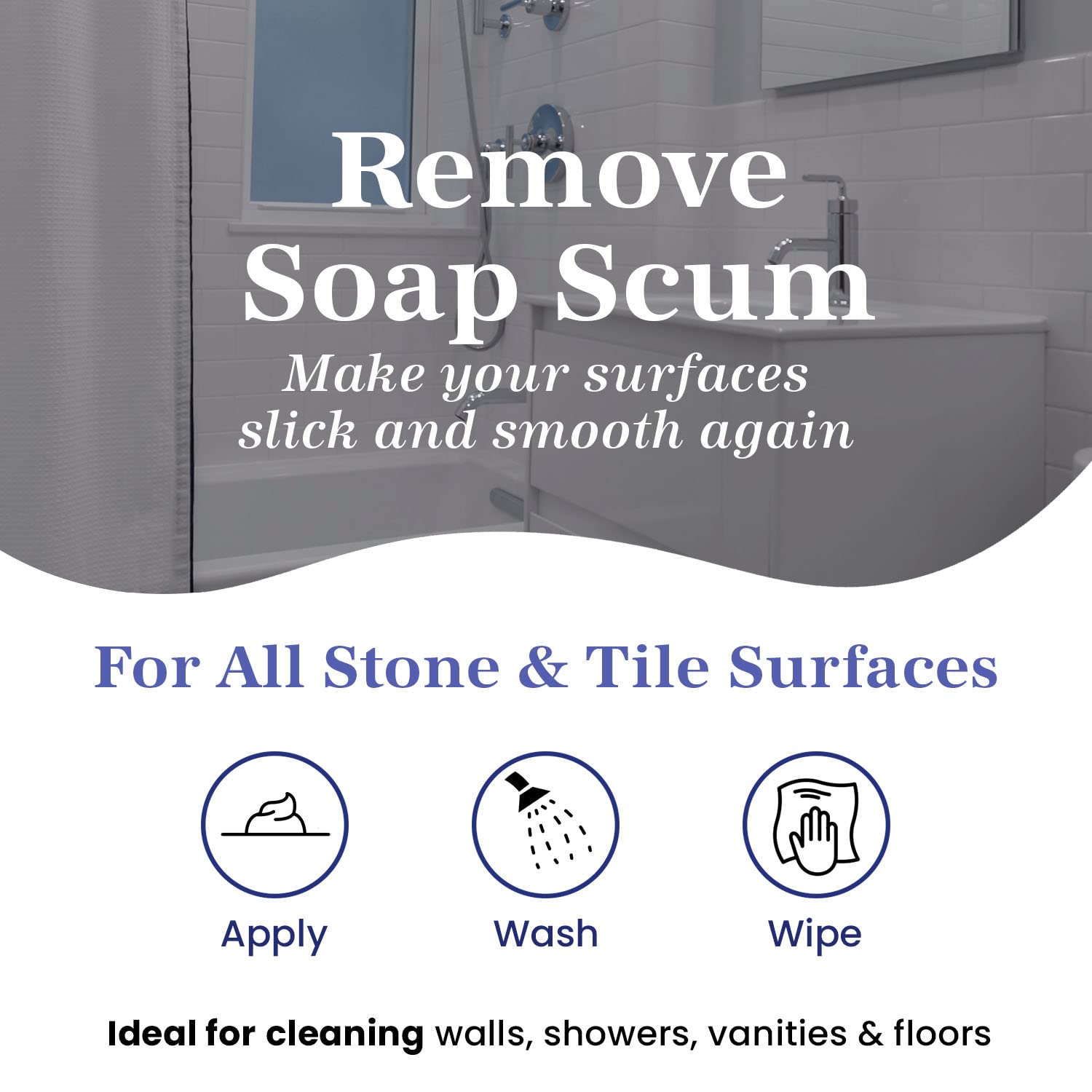 Powerful Soap Scum Remover for Tile & Grout - Heavy Duty Bathroom Cleaner (15oz) - Eliminates Hard Water Stains & Shower Buildup - Ideal for Showers, Bathtubs & Ceramic Tiles