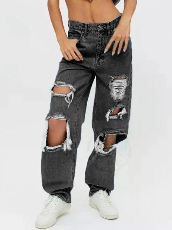 Women's Ripped Baggy Jeans - Distressed Denim Pants for Casual Streetwear & Fashion Outfits | Perfect for Everyday Wear, Parties & Urban Style
