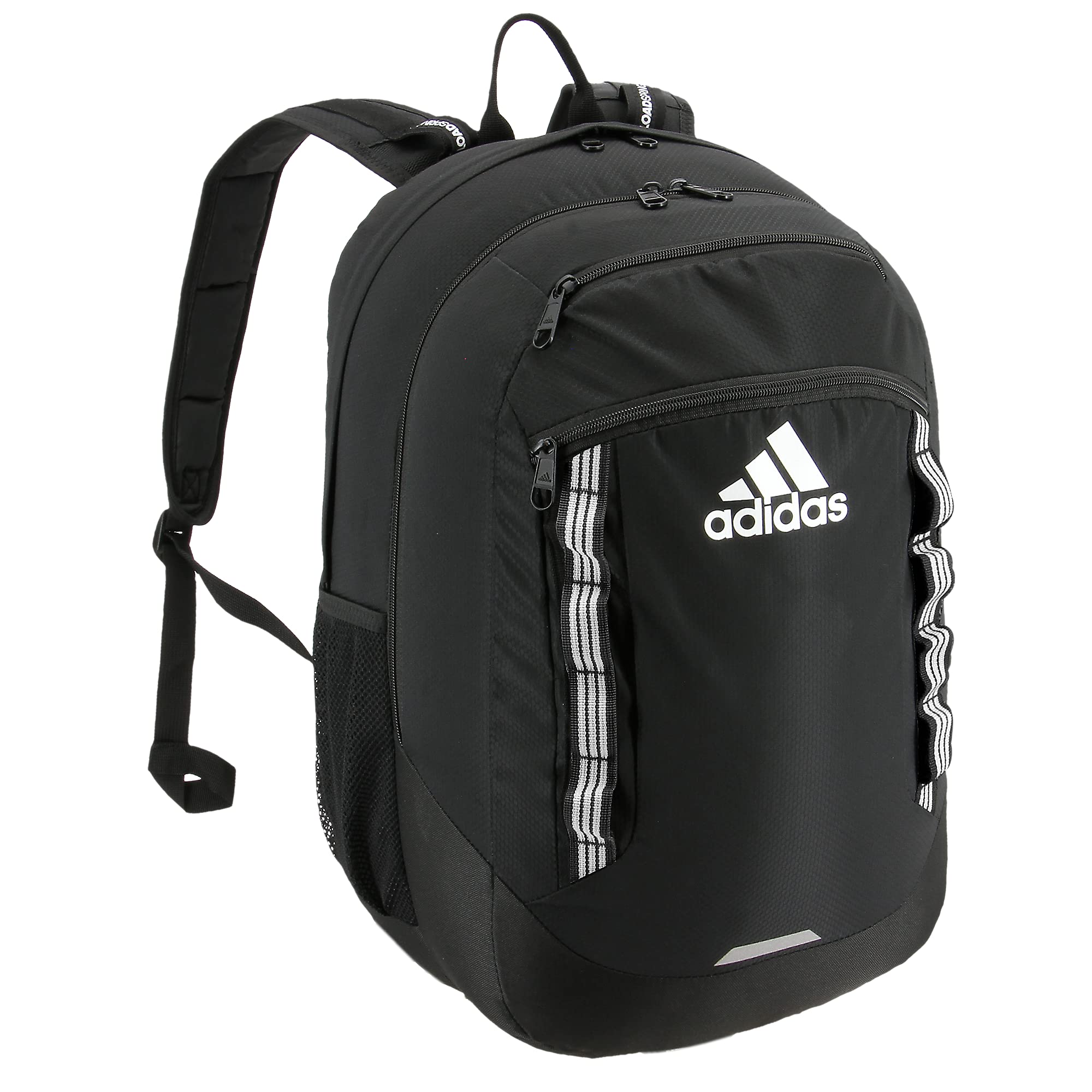 Adidas Excel Backpack - Black with White Webbing - One Size Unisex School Backpack for College, Work & Travel - Durable Laptop Bag for Students & Professionals