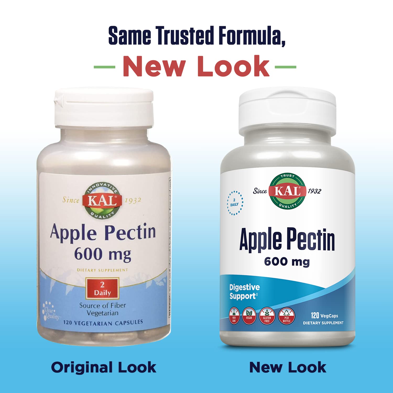 Kal 600 Mg Apple Pectin Supplement - 120 Capsules | Natural Digestive Support & Detox | Supports Gut Health & Immune System | For Daily Wellness & Cleansing