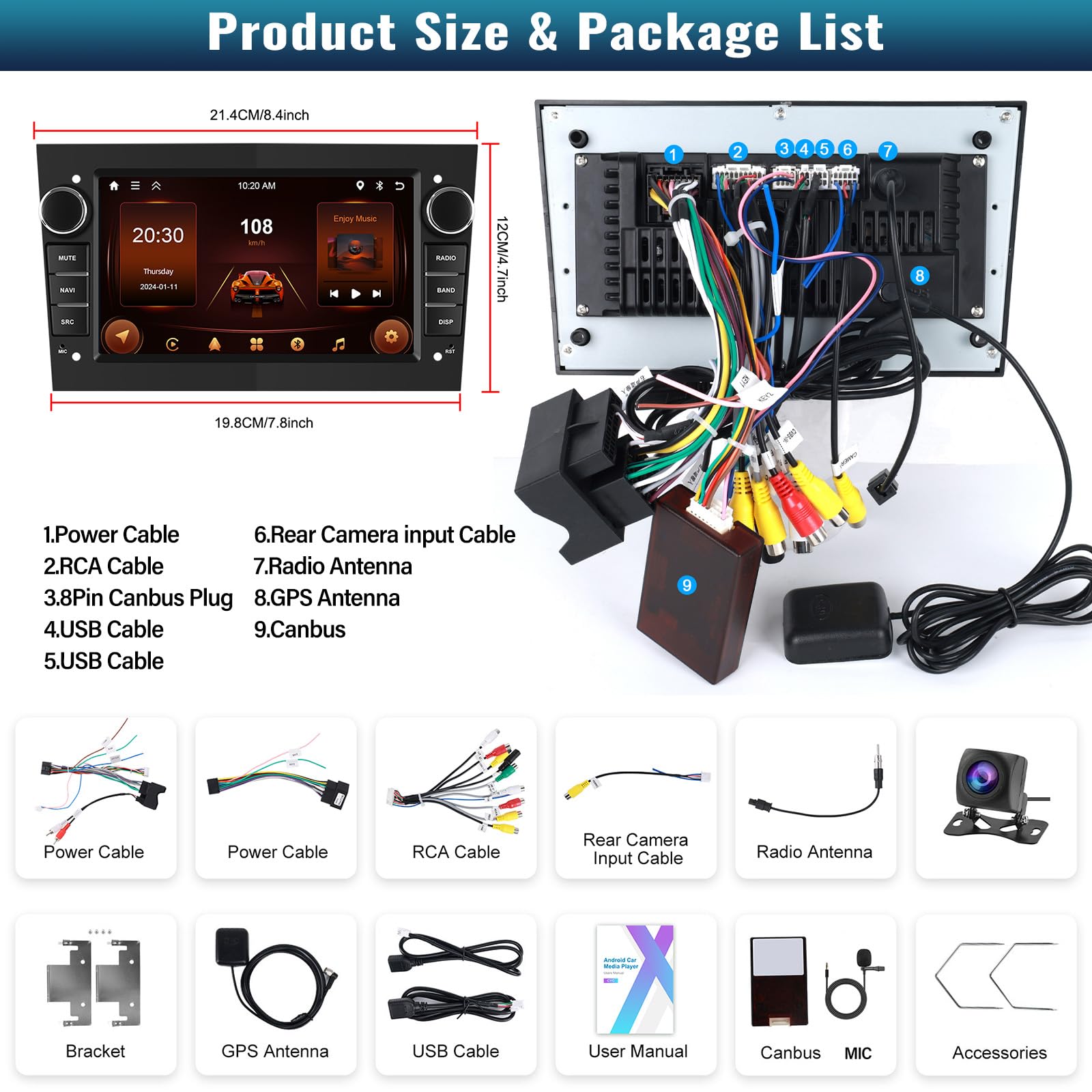 2G+64G CAMECHO Android 13 Car Stereo for Opel Astra Corsa Vauxhall Meriva Zafira - 7