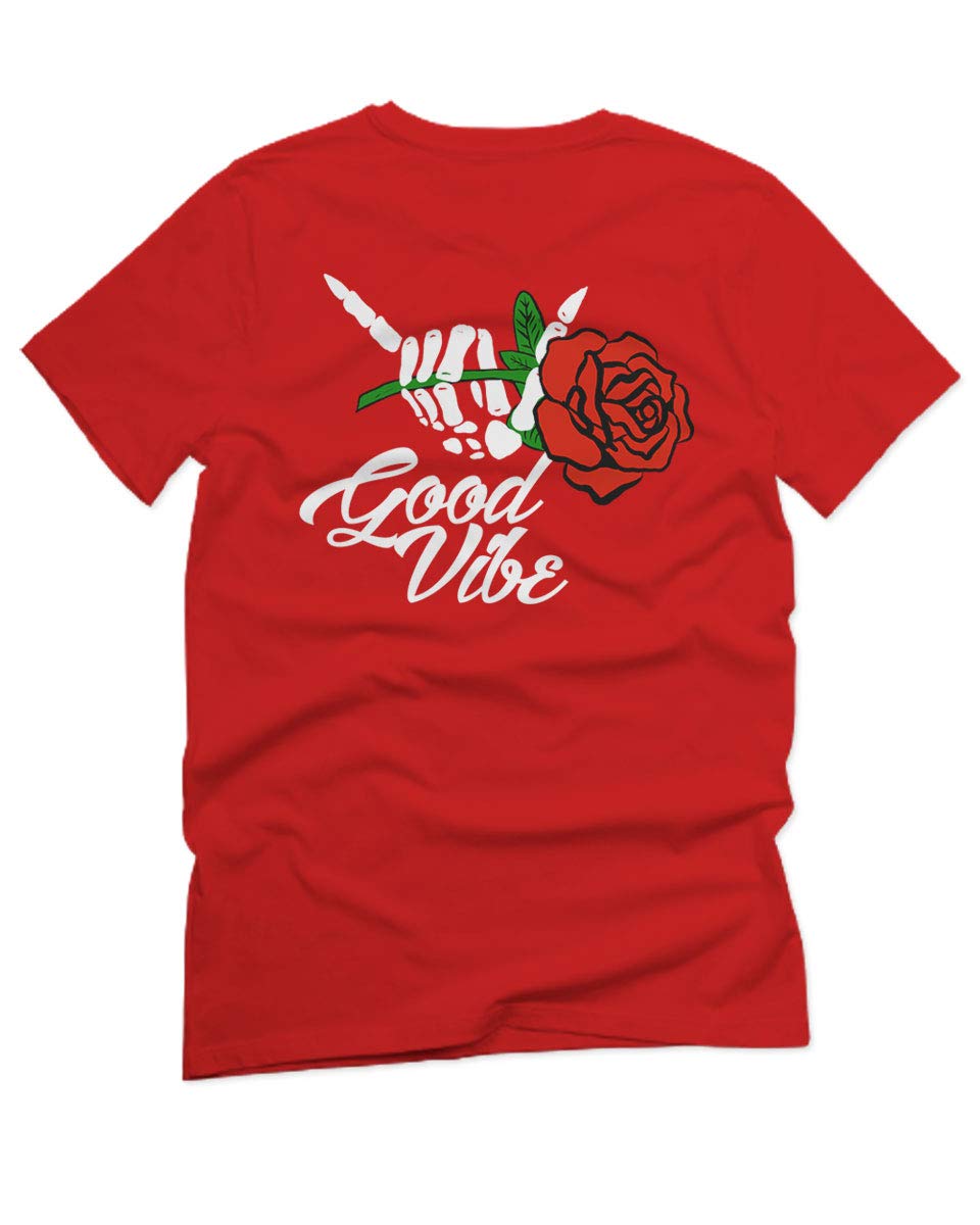 Cool Vintage Hipster Shaka Hand & Rose Bones Graphic T-Shirt for Men - Trendy Casual Streetwear for Surfers, Skaters & Music Lovers