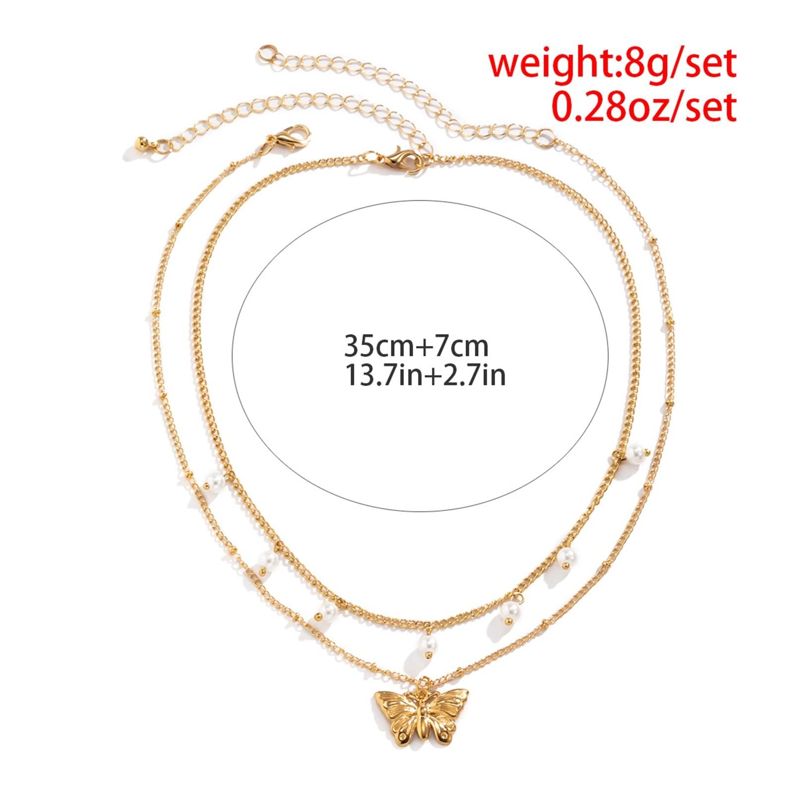 KnBoB 2 Layer Gold Plated Cuban Chain Necklace for Women - Adjustable Vintage Layered Necklace with Butterfly Pendant | Perfect for Casual Wear, Date Nights & Gift Giving