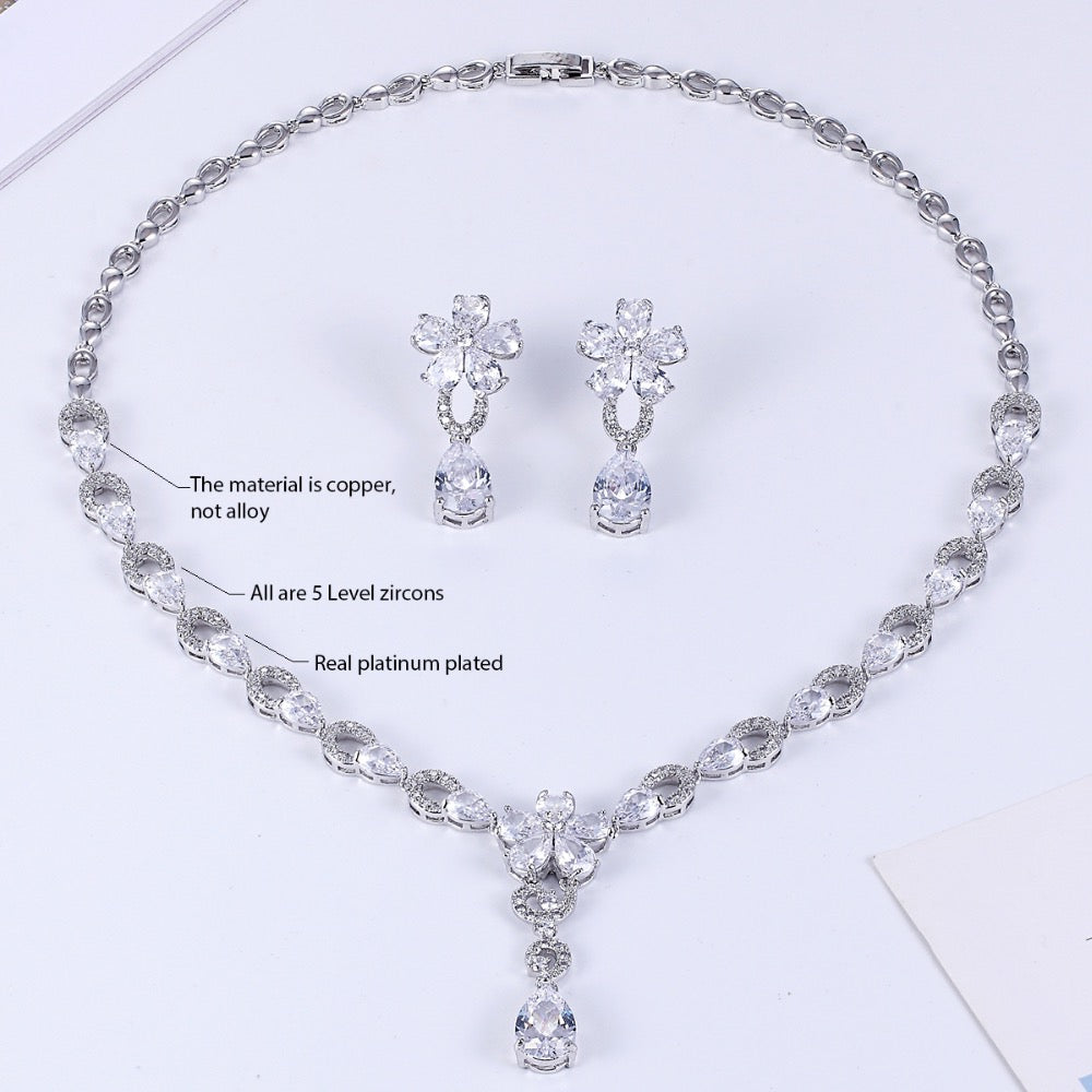 Stunning Cubic Zirconia Bridal Jewelry Set - Wedding Necklace & Earrings CN10114 for Bride, Engagement, Anniversary & Special Occasions