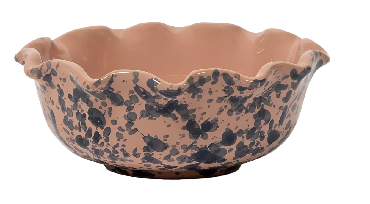 Splatter Scallop Pink and Blue Ceramic Serving Dish - Elegant Appetizer Plate for Parties, Weddings & Home Decor